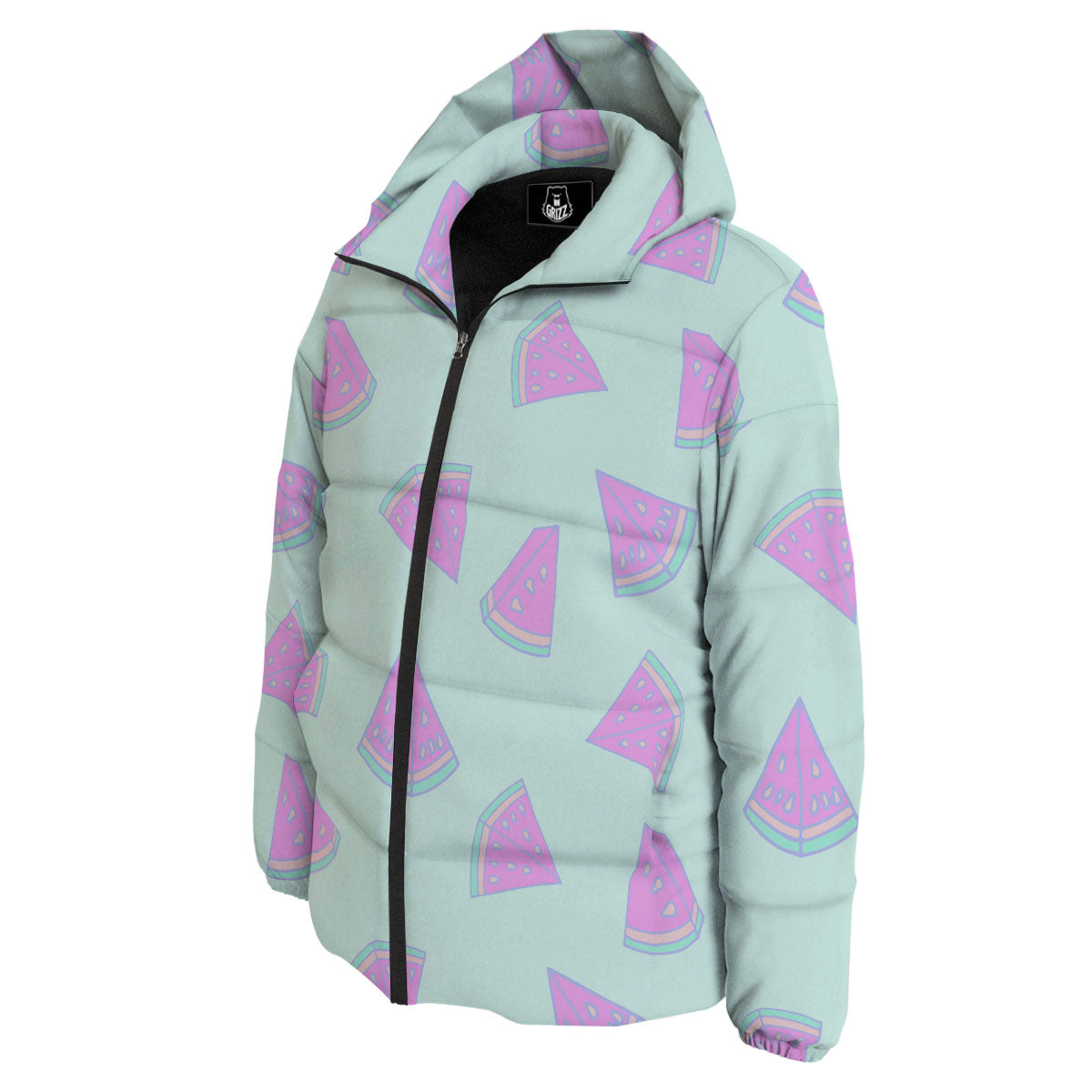 Watermelon Purple Tropical Print Pattern Down Jacket-grizzshop