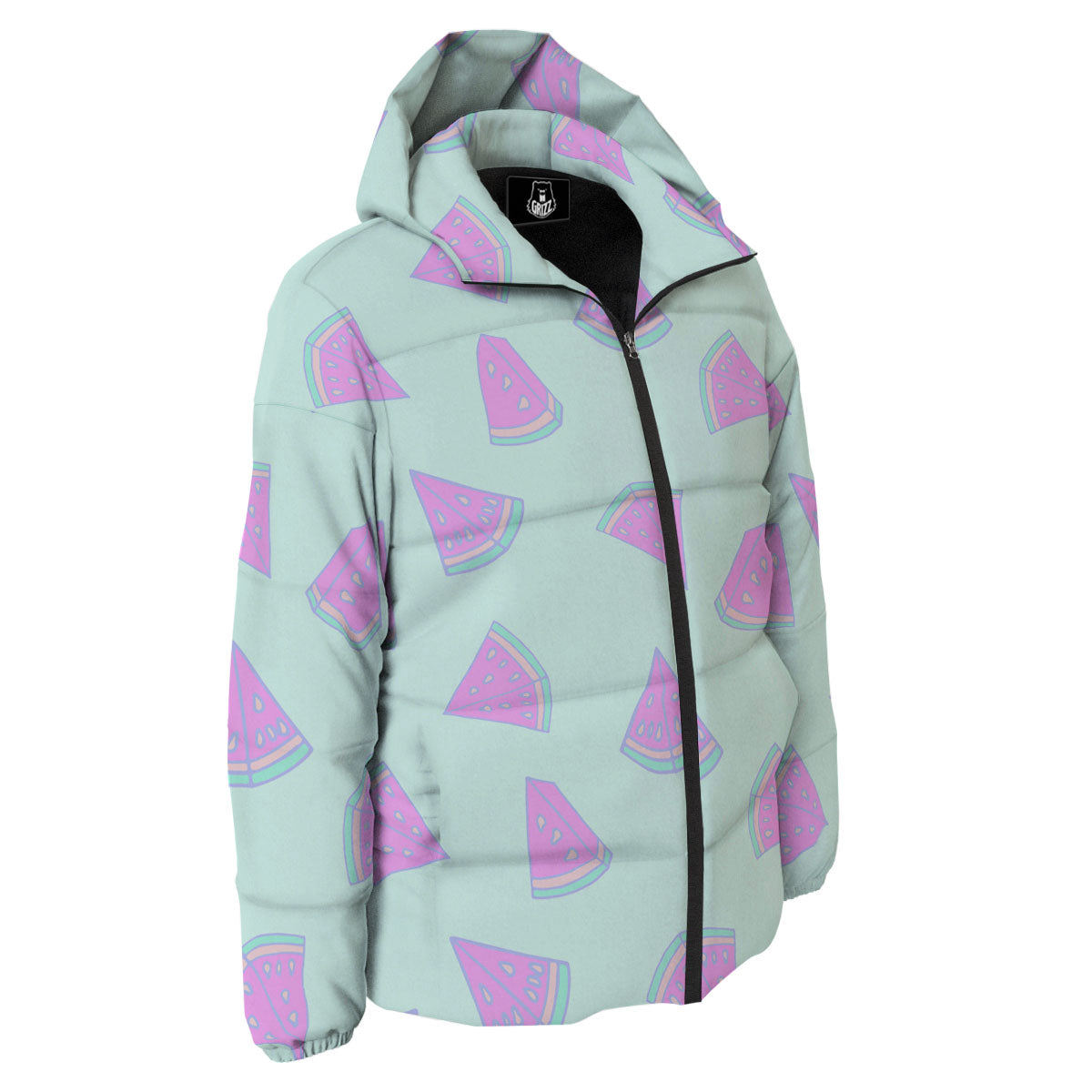 Watermelon Purple Tropical Print Pattern Down Jacket-grizzshop