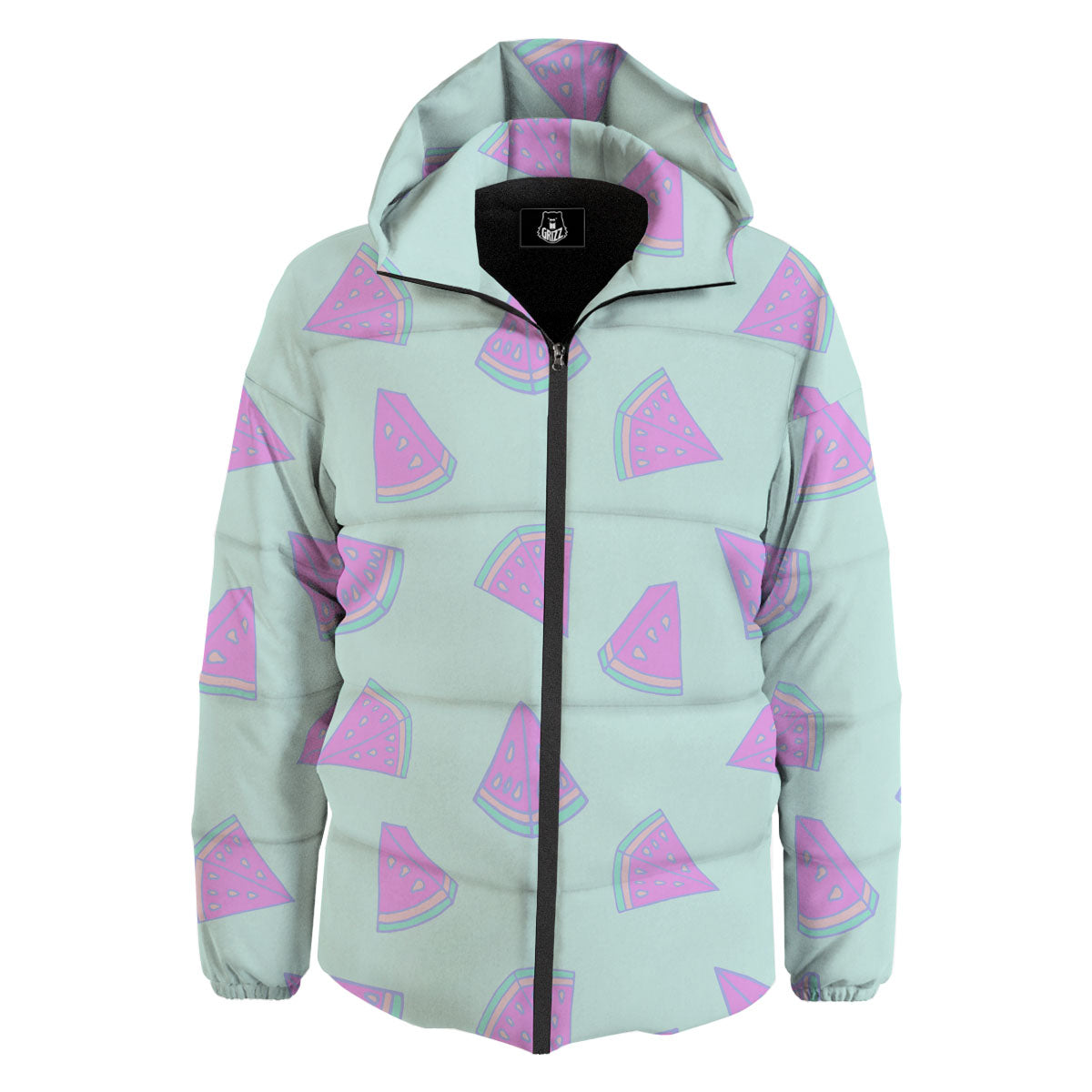 Watermelon Purple Tropical Print Pattern Down Jacket-grizzshop