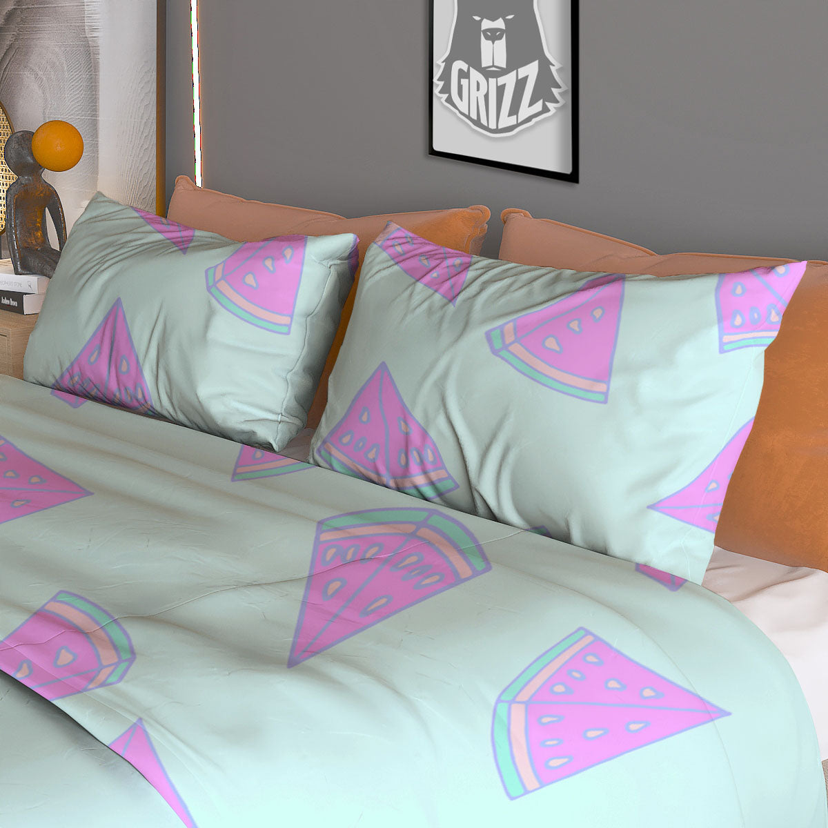 Watermelon Purple Tropical Print Pattern Duvet Cover Bedding Set-grizzshop