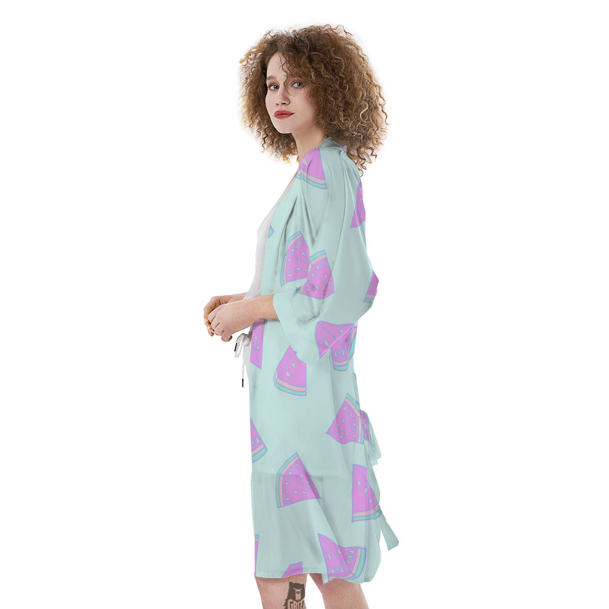 Watermelon Purple Tropical Print Pattern Kimono-grizzshop