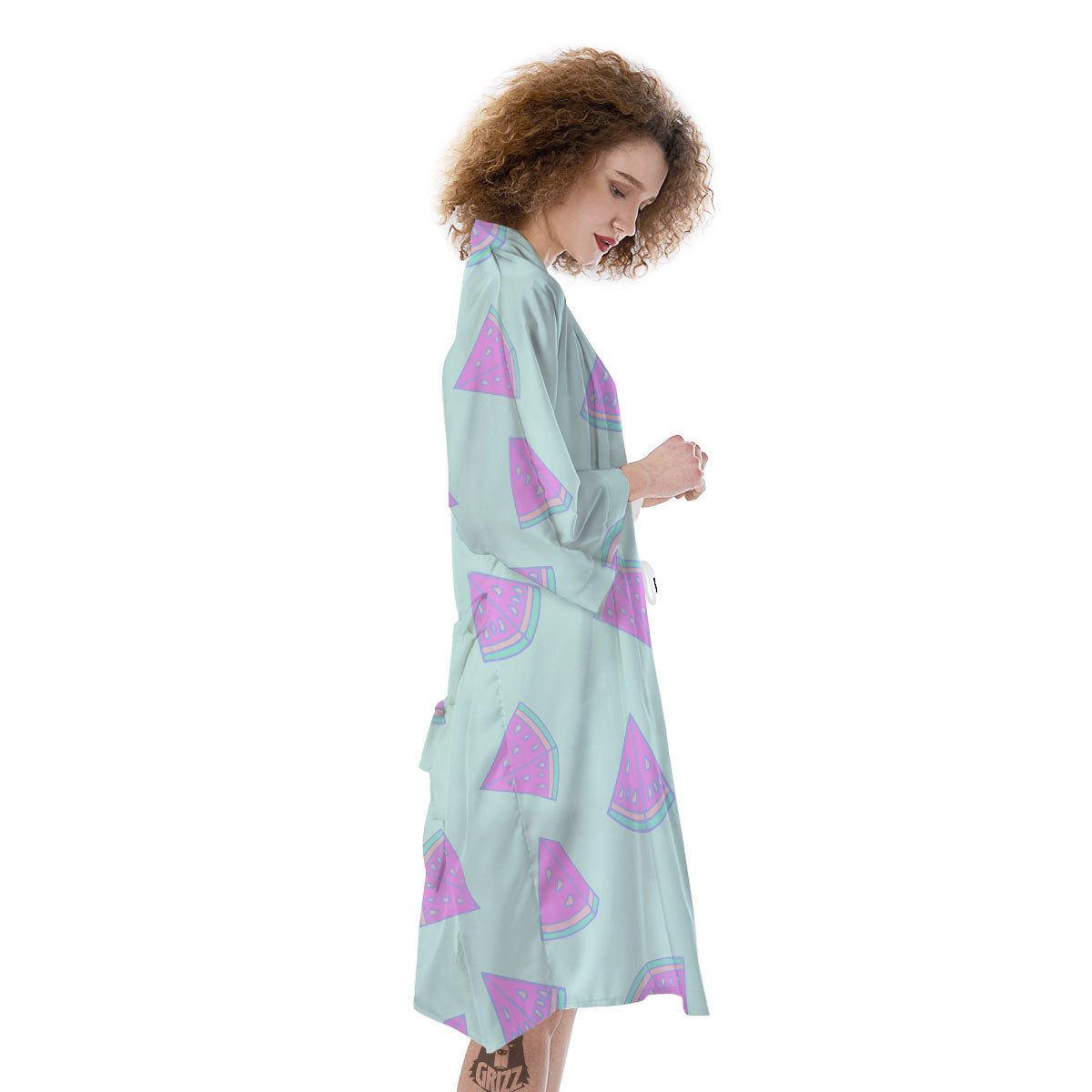 Watermelon Purple Tropical Print Pattern Kimono-grizzshop