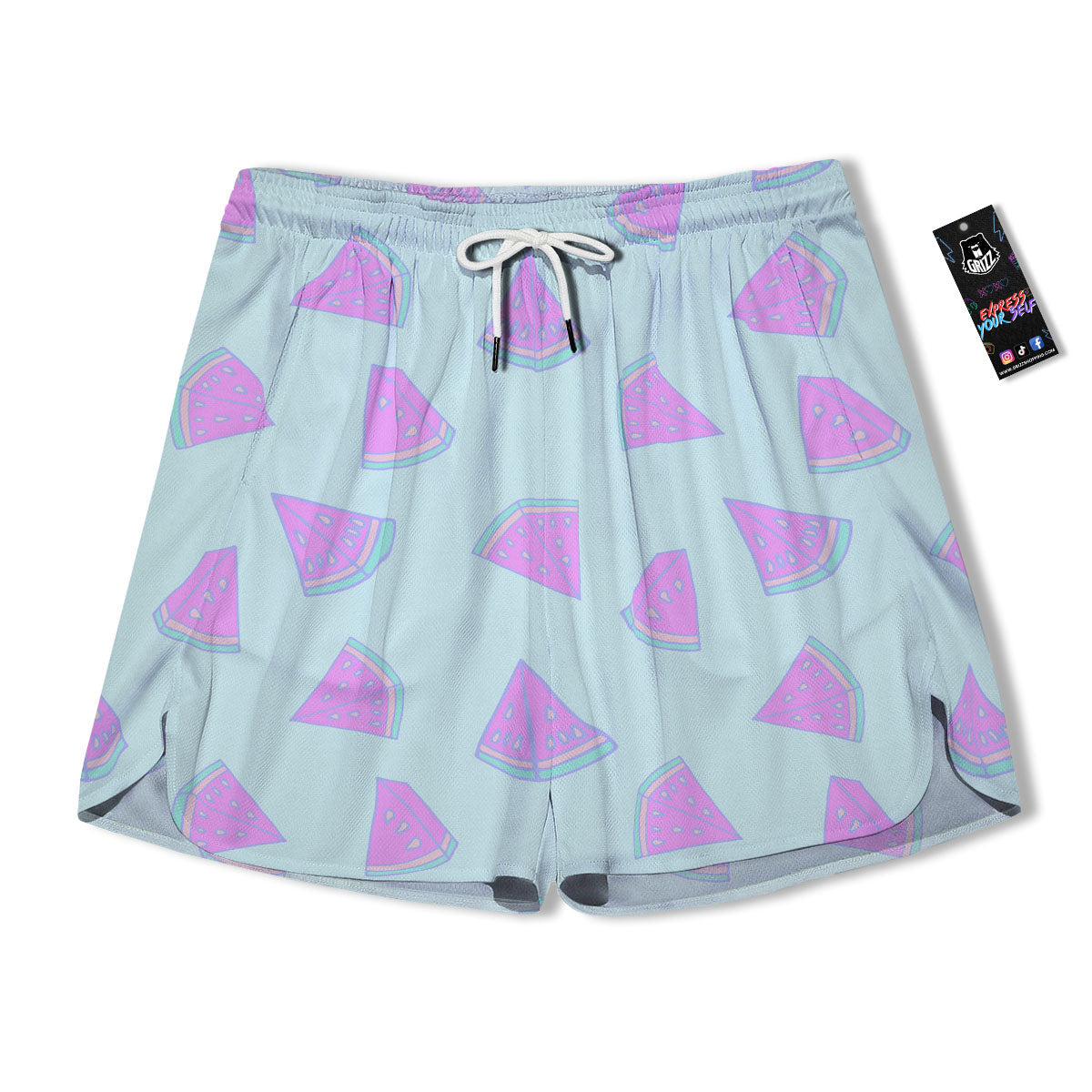 Watermelon Purple Tropical Print Pattern Men's Running Shorts-grizzshop