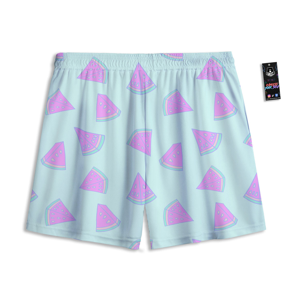 Watermelon Purple Tropical Print Pattern Mesh Shorts-grizzshop