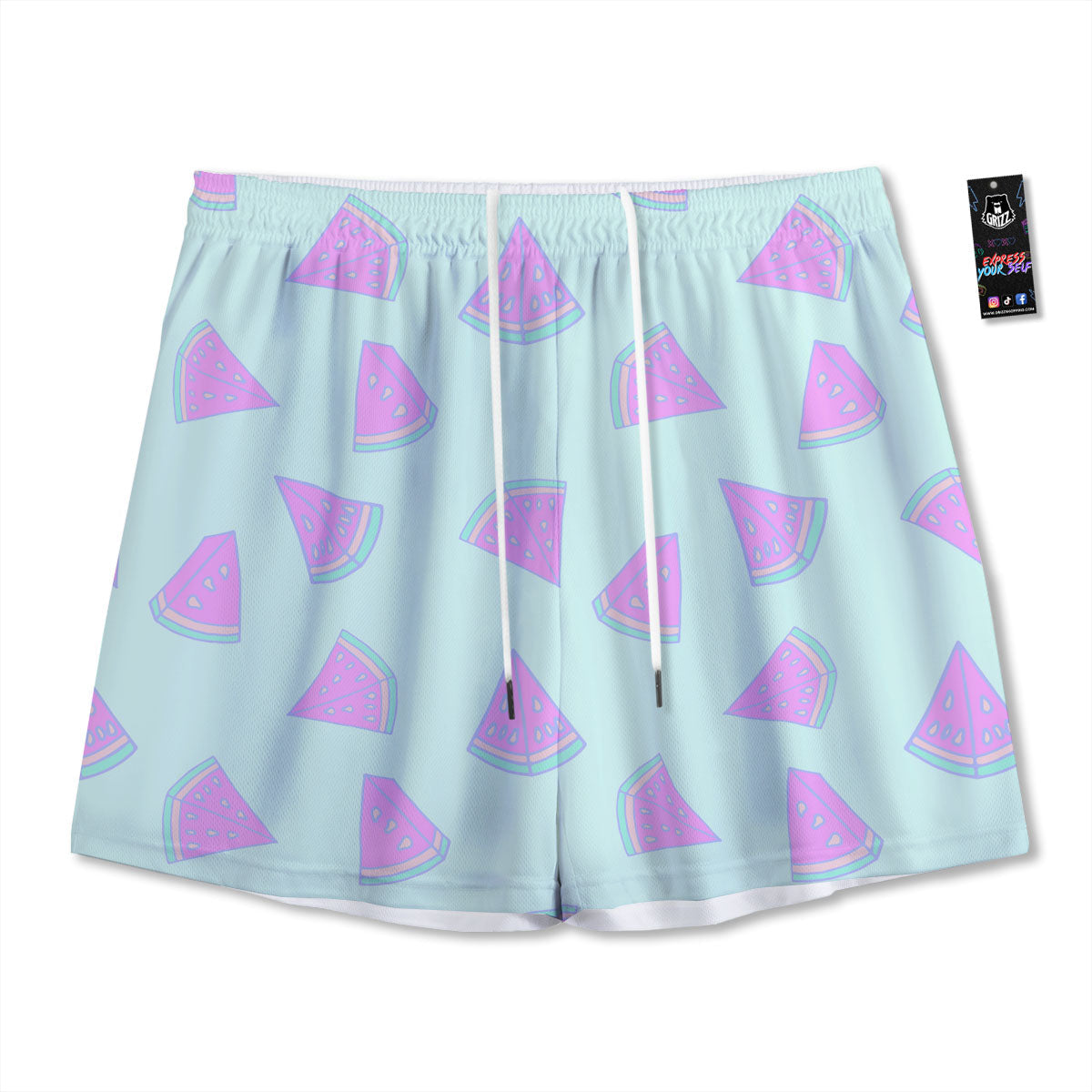 Watermelon Purple Tropical Print Pattern Mesh Shorts-grizzshop