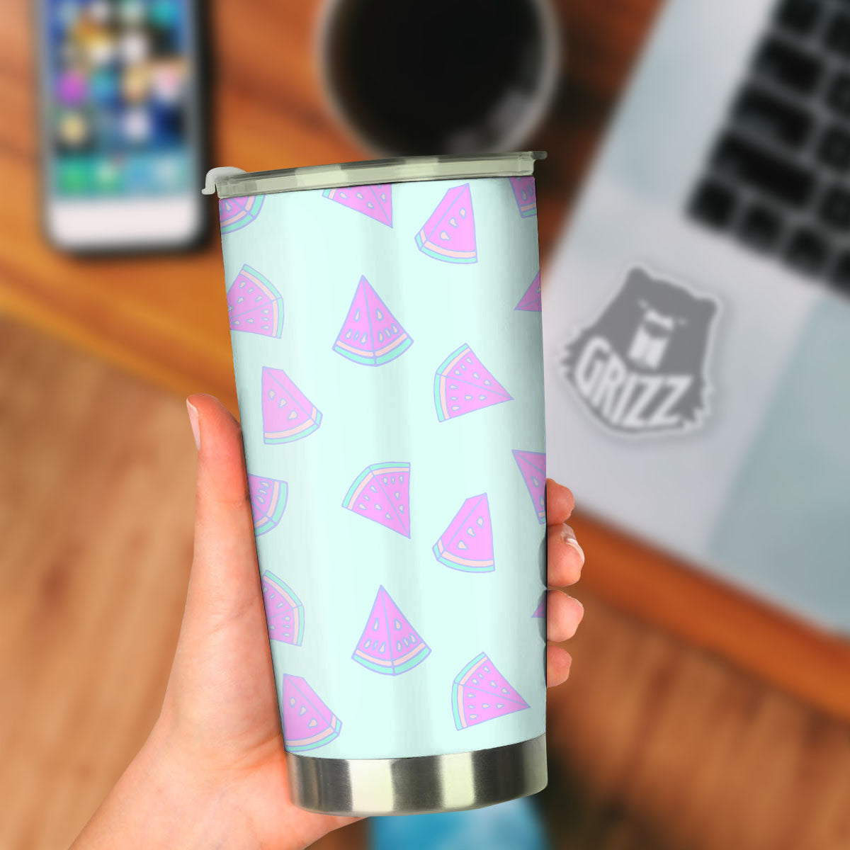 Watermelon Purple Tropical Print Pattern Tumbler-grizzshop