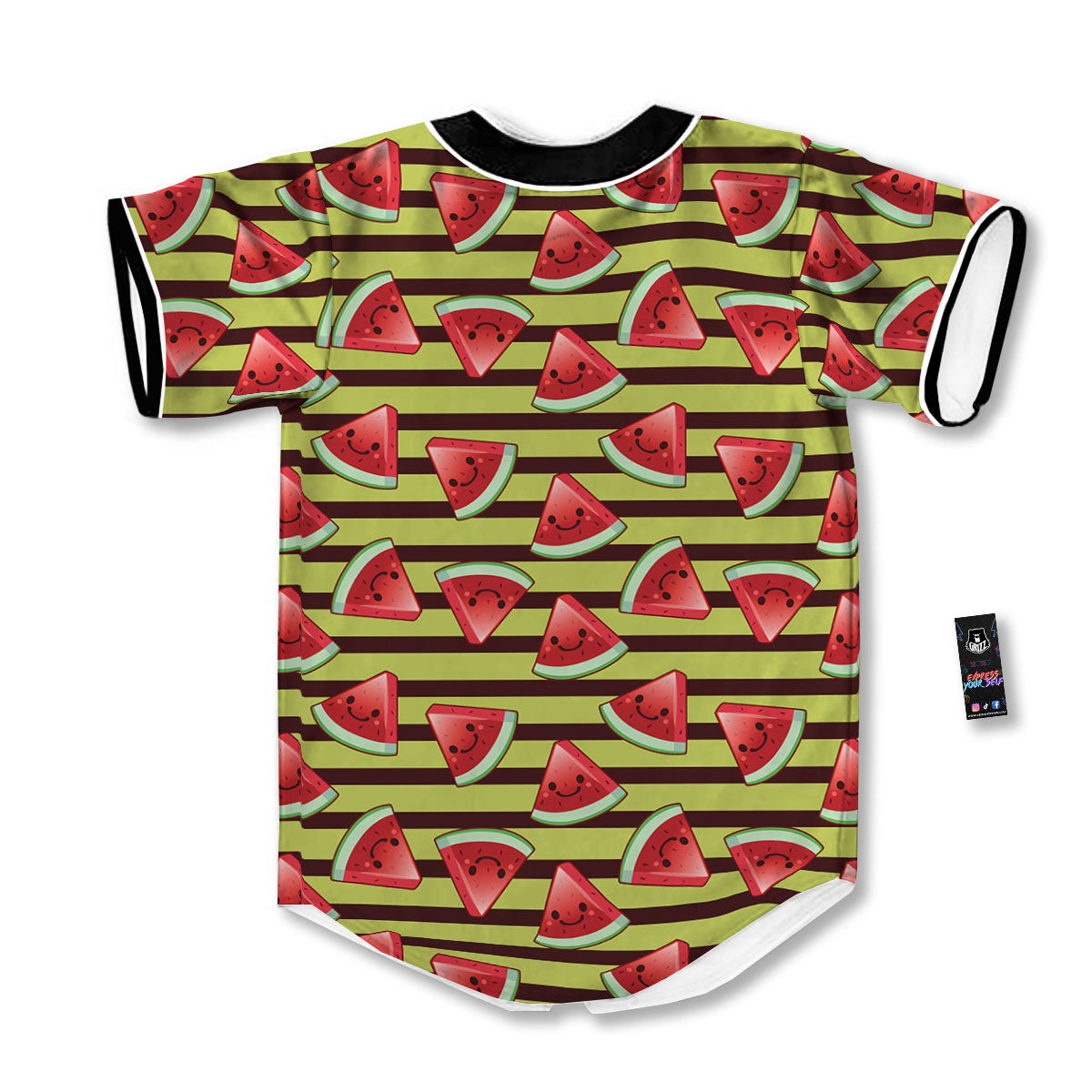Watermelon Striped Green Print Pattern Baseball Jersey-grizzshop