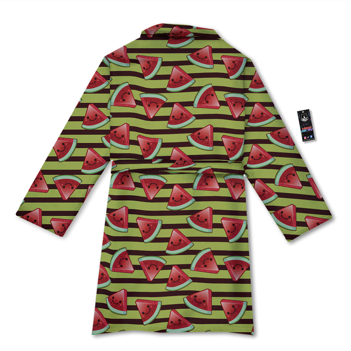 Watermelon Striped Green Print Pattern Bathrobe-grizzshop