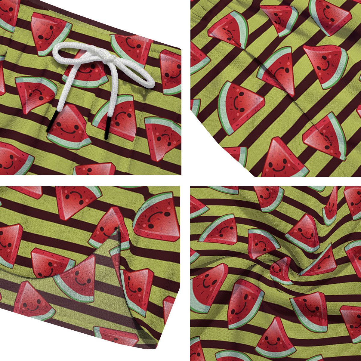 Watermelon Striped Green Print Pattern Men's Running Shorts-grizzshop