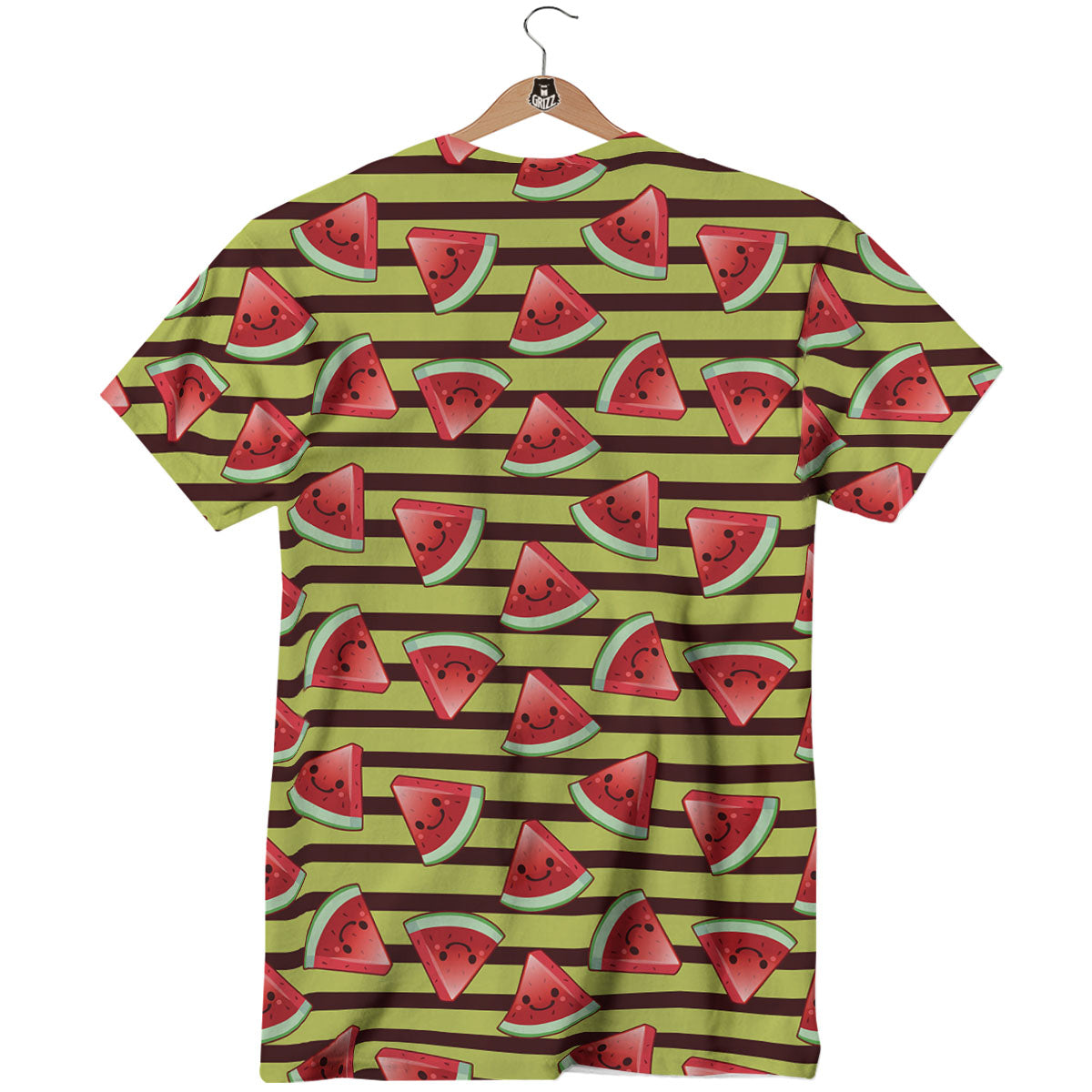 Watermelon Striped Green Print Pattern T-Shirt-grizzshop