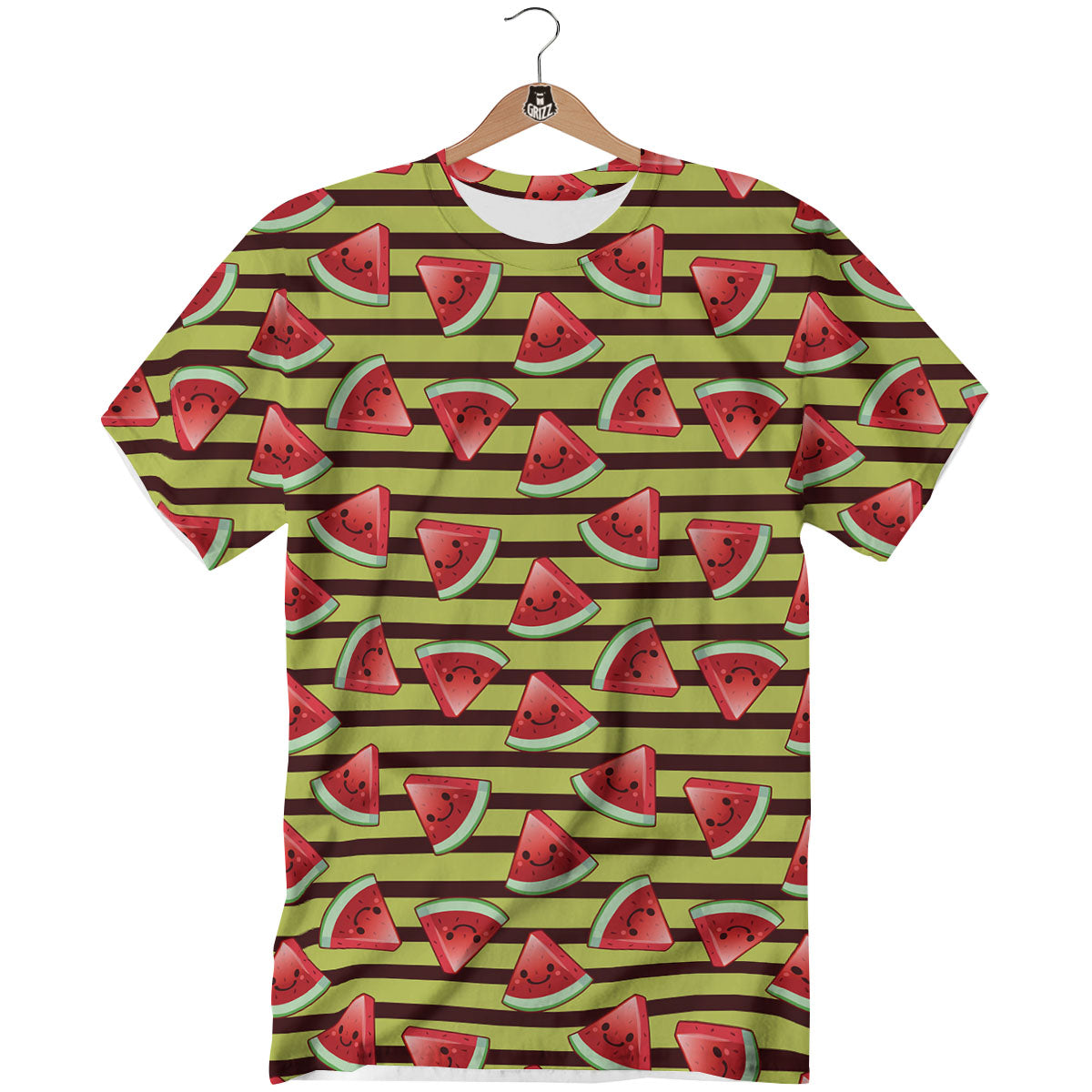 Watermelon Striped Green Print Pattern T-Shirt-grizzshop