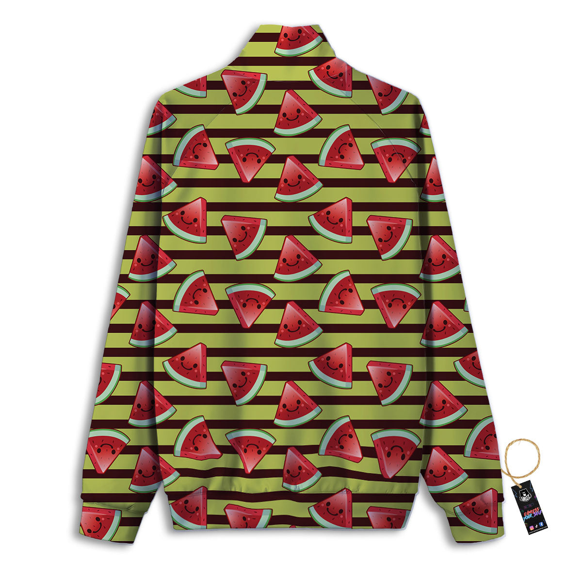 Watermelon Striped Green Print Pattern Track Jacket-grizzshop