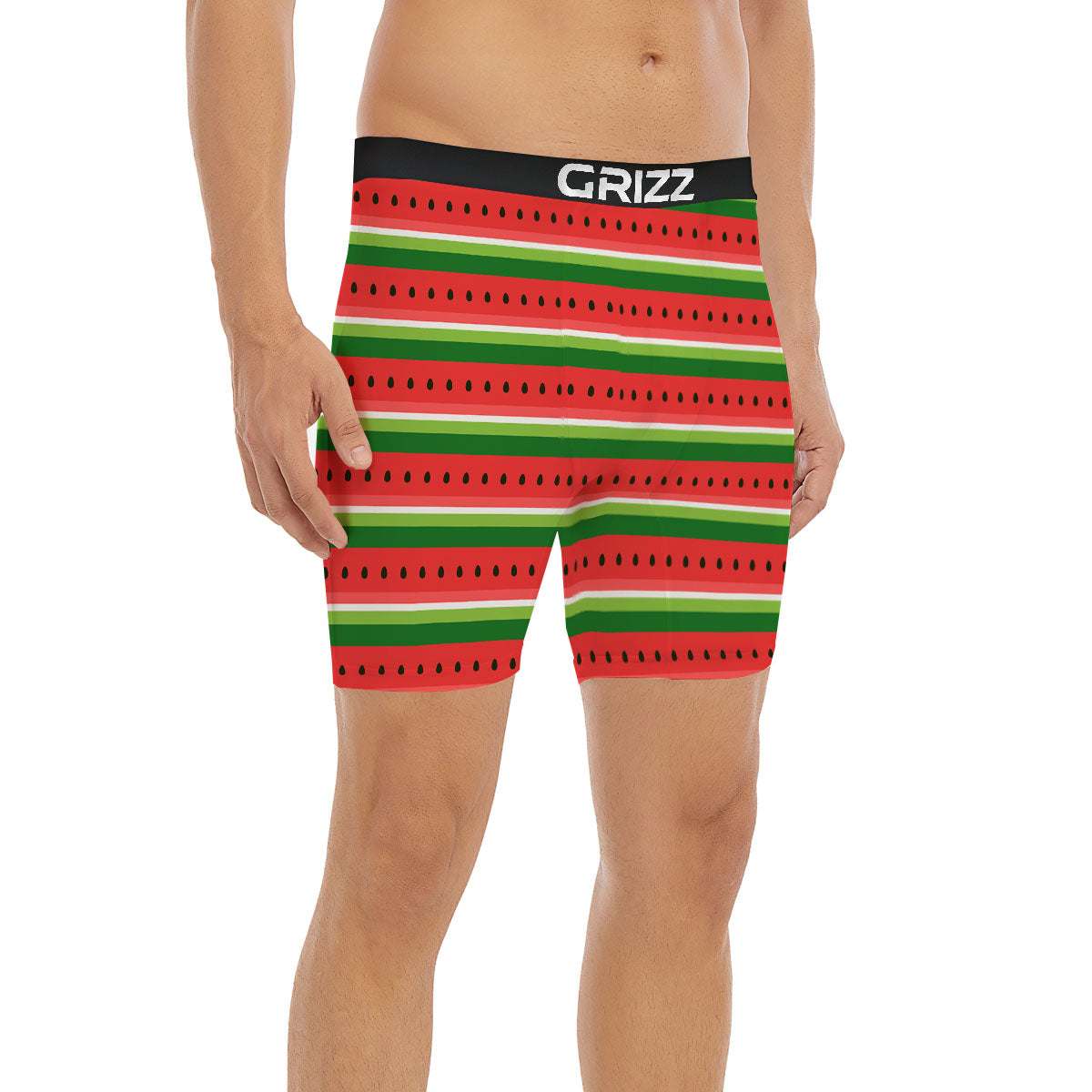 Watermelon Stripes Green Print Pattern Boxer Briefs-grizzshop