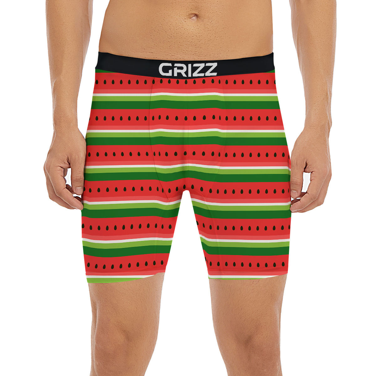 Watermelon Stripes Green Print Pattern Boxer Briefs-grizzshop