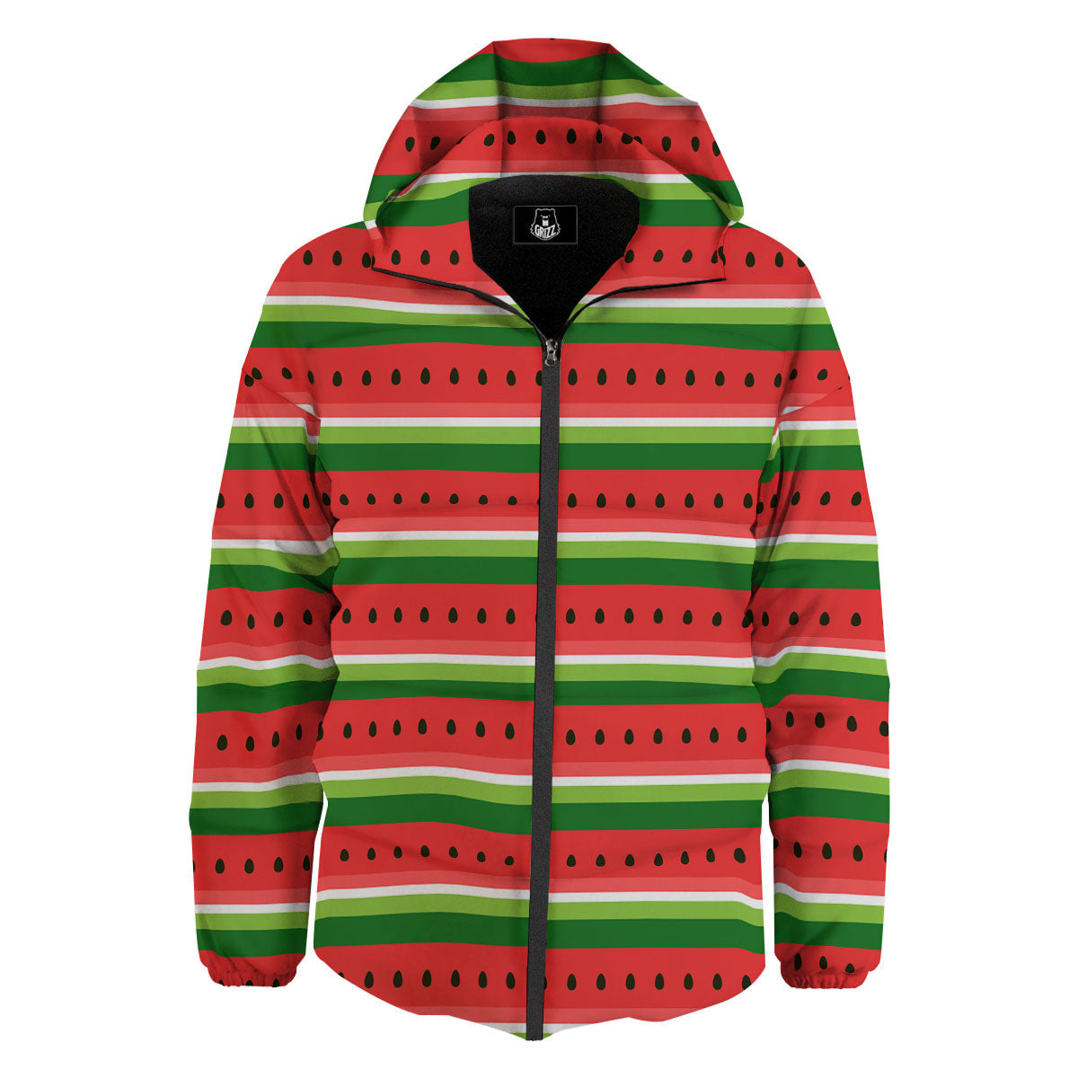 Watermelon Stripes Green Print Pattern Down Jacket-grizzshop
