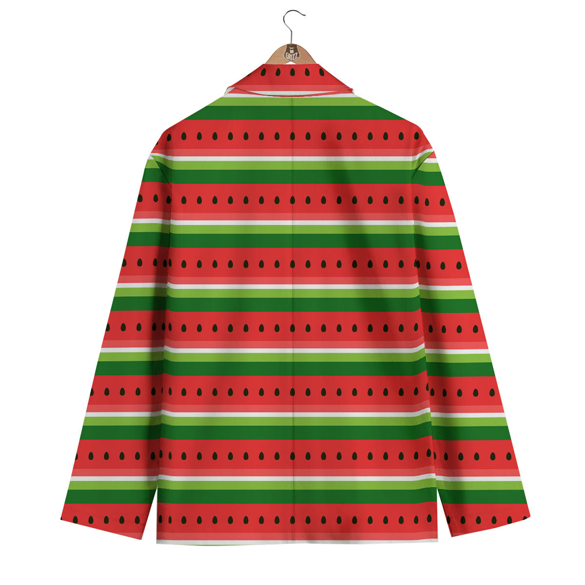 Watermelon Stripes Green Print Pattern Men's Blazer-grizzshop