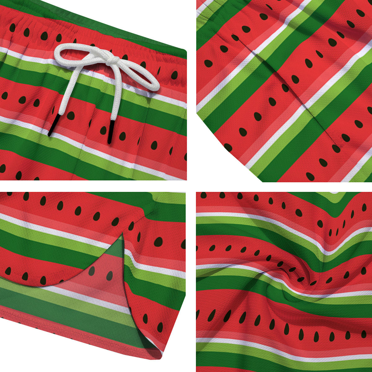 Watermelon Stripes Green Print Pattern Men's Running Shorts-grizzshop