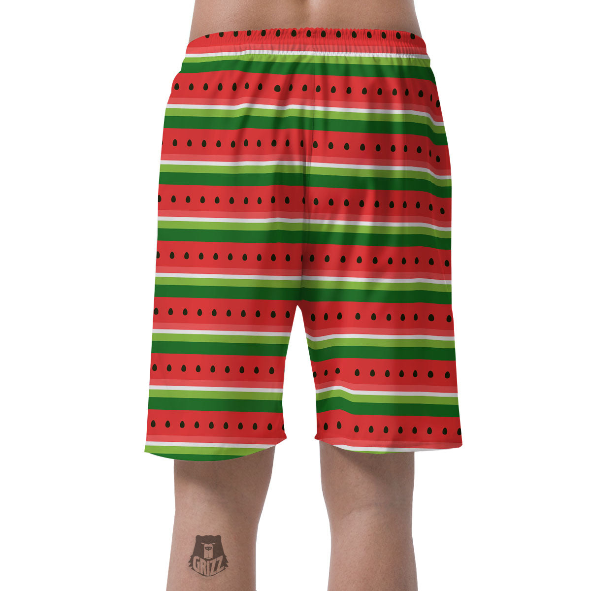 Watermelon Stripes Green Print Pattern Men's Shorts-grizzshop