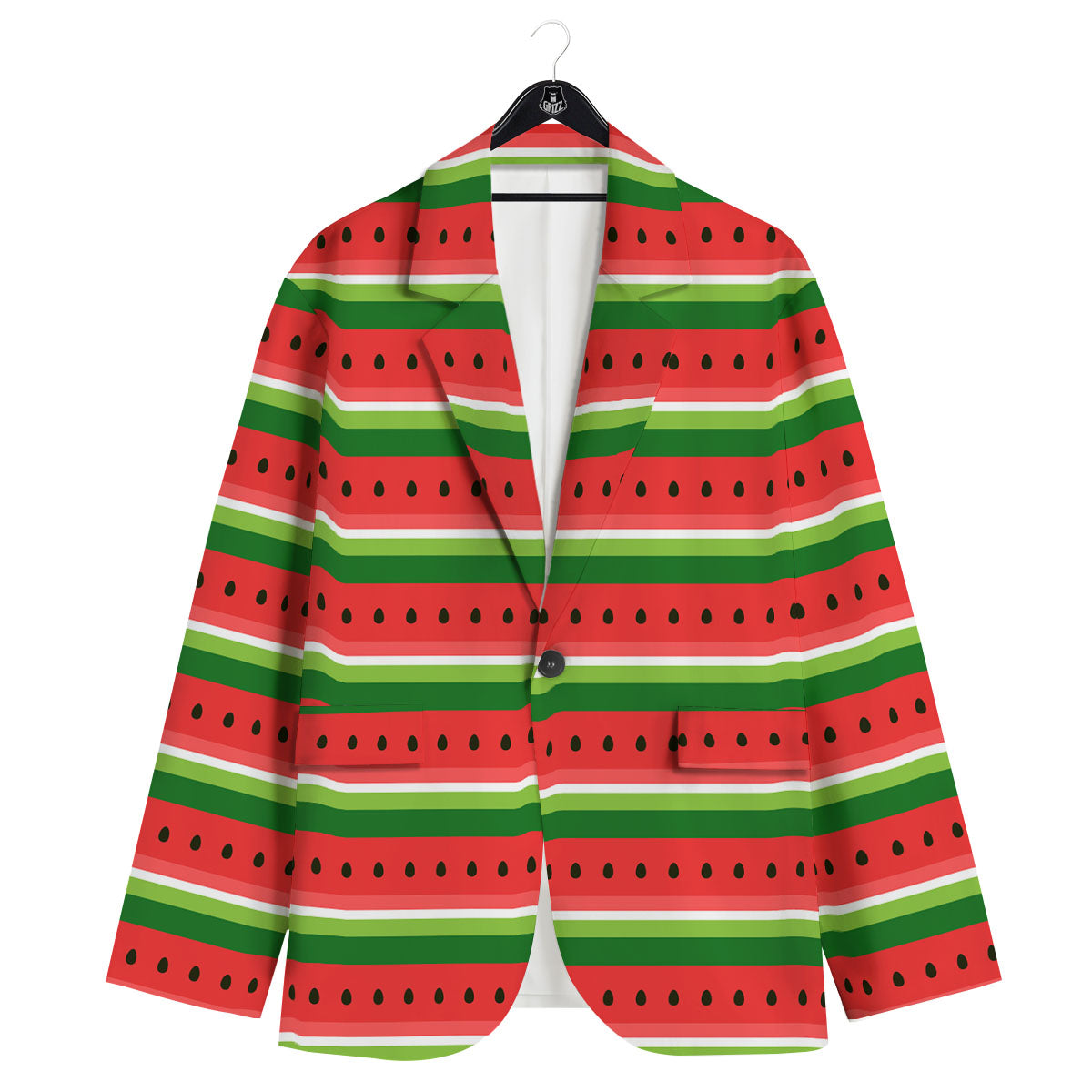 Watermelon Stripes Green Print Pattern Men's Sport Coat-grizzshop
