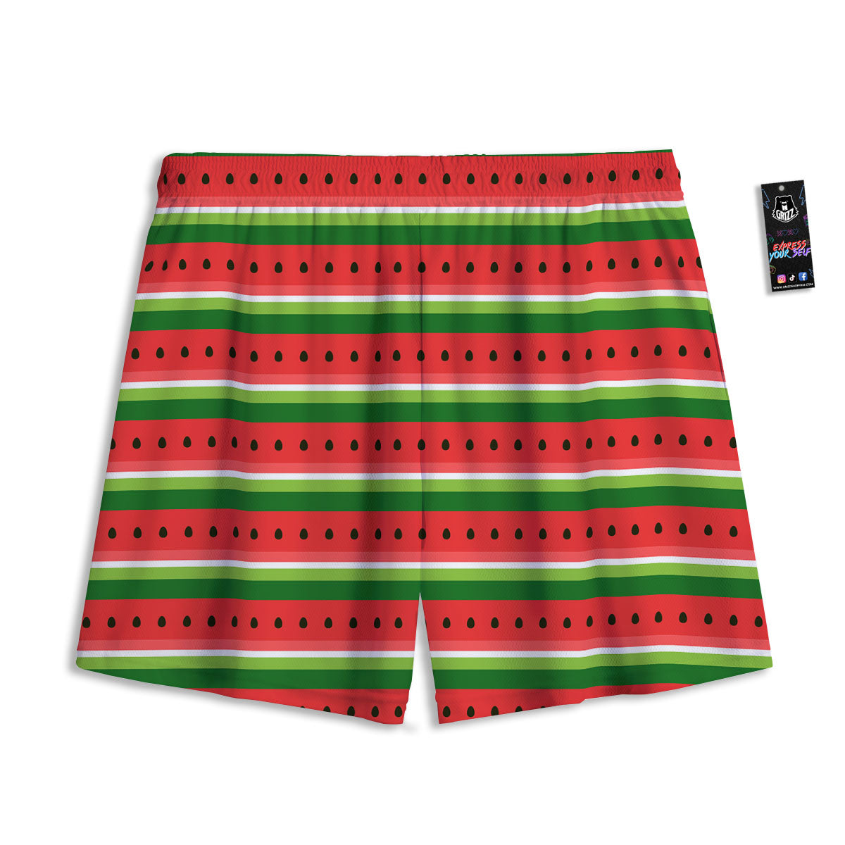 Watermelon Stripes Green Print Pattern Mesh Shorts