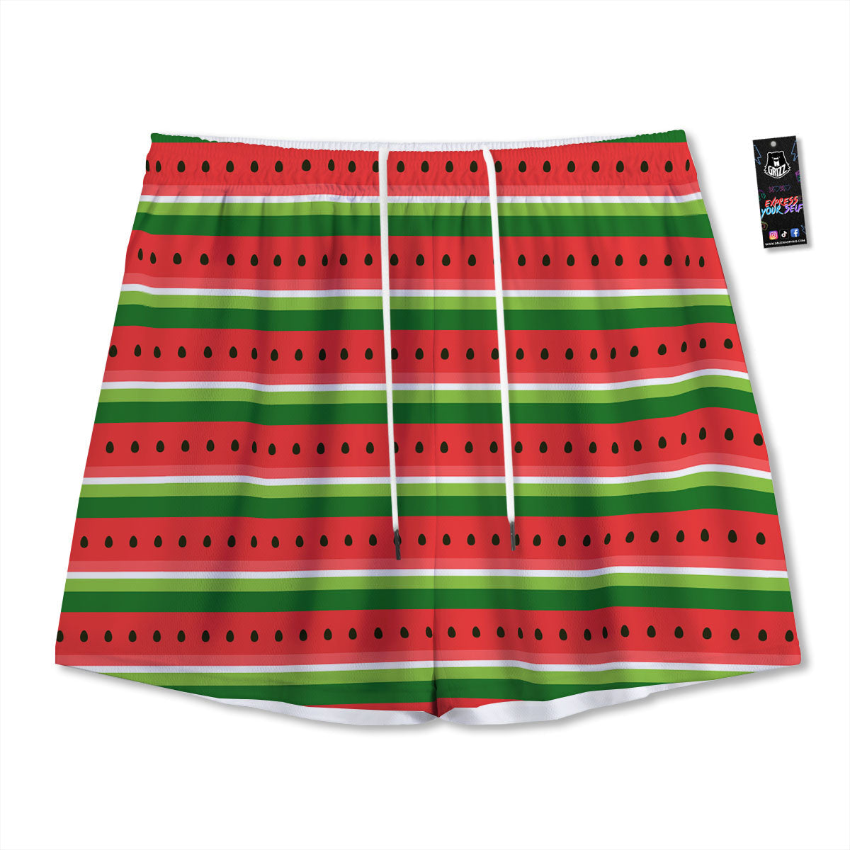Watermelon Stripes Green Print Pattern Mesh Shorts