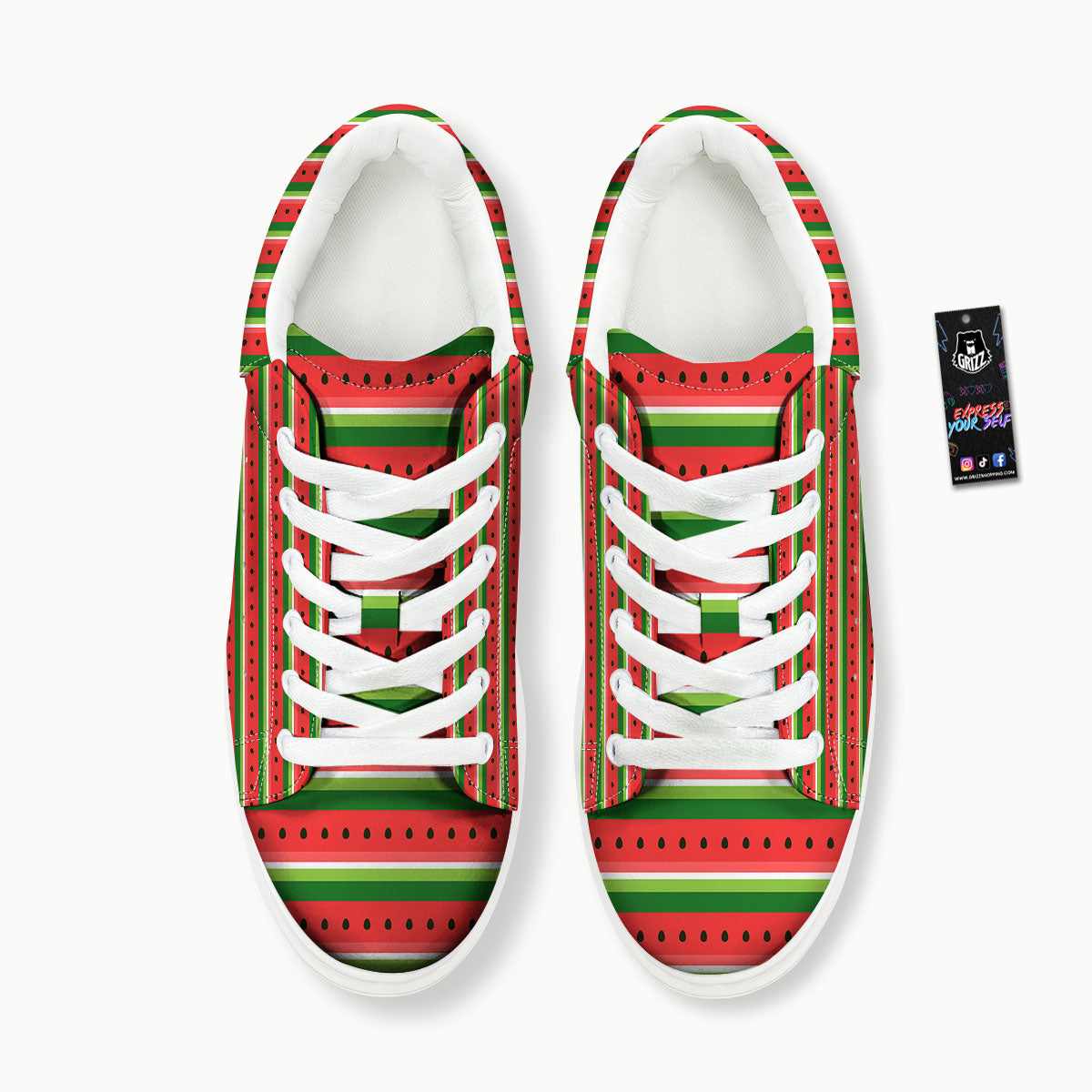 Watermelon Stripes Green Print Pattern Platform Shoes-grizzshop
