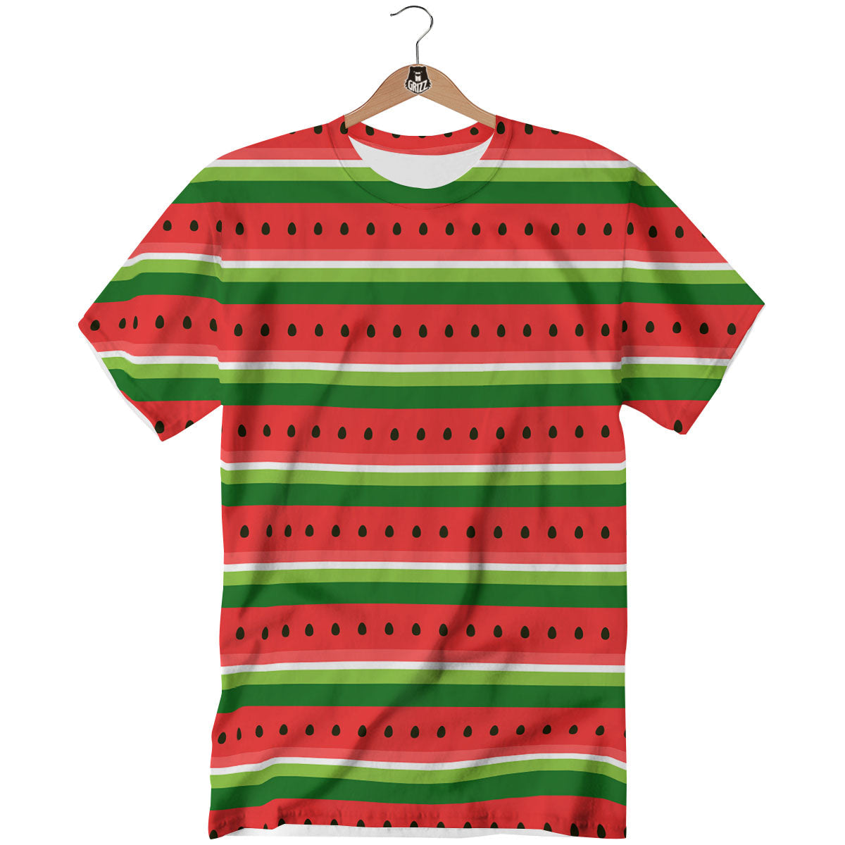 Watermelon Stripes Green Print Pattern T-Shirt-grizzshop