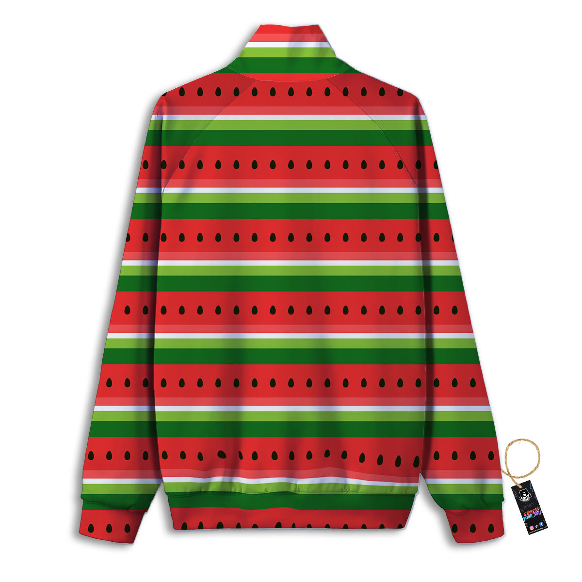 Watermelon Stripes Green Print Pattern Track Jacket-grizzshop