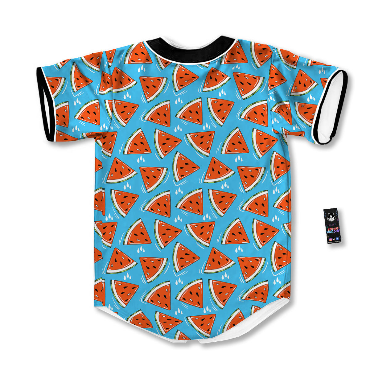 Watermelon Summer Blue Print Pattern Baseball Jersey-grizzshop