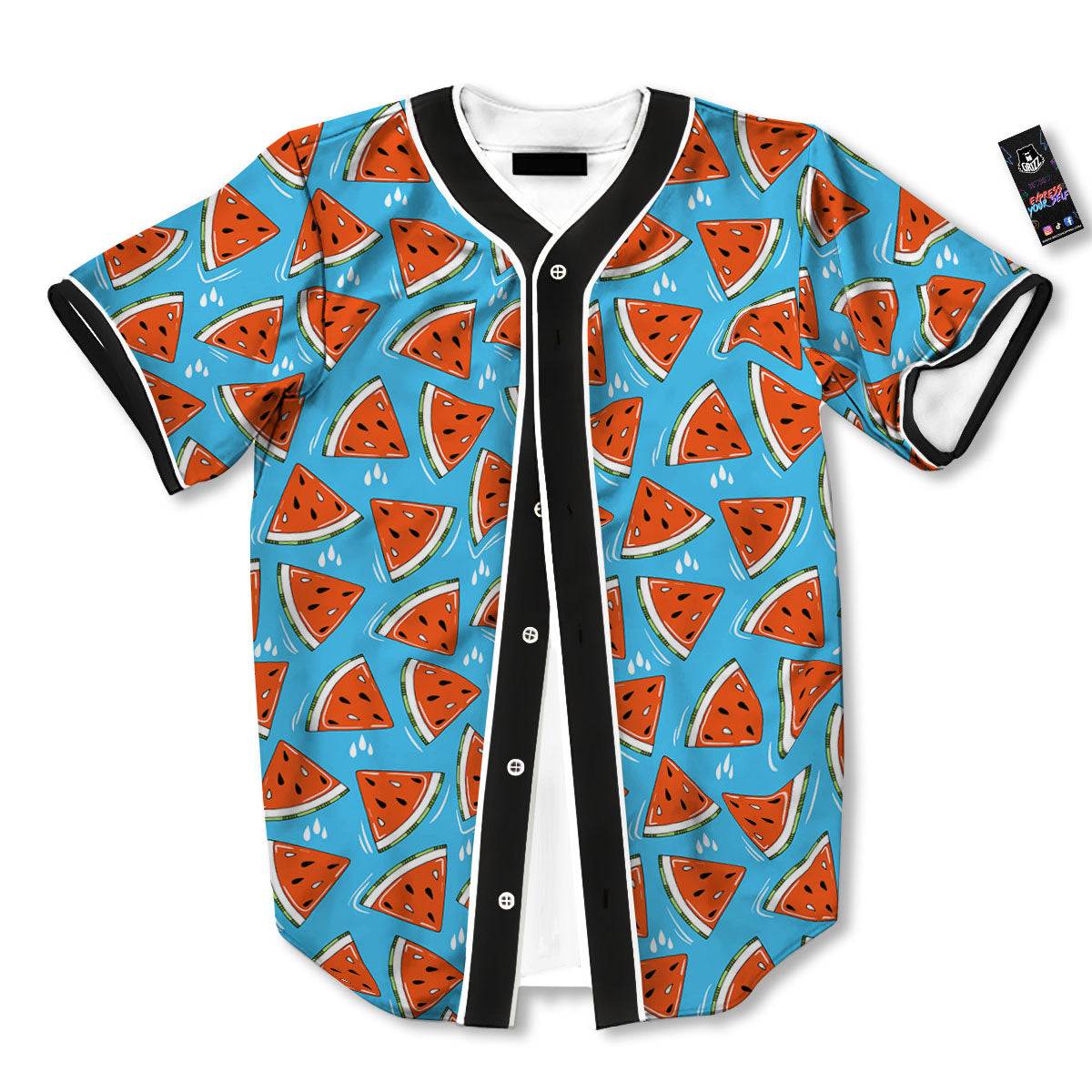 Watermelon Summer Blue Print Pattern Baseball Jersey-grizzshop