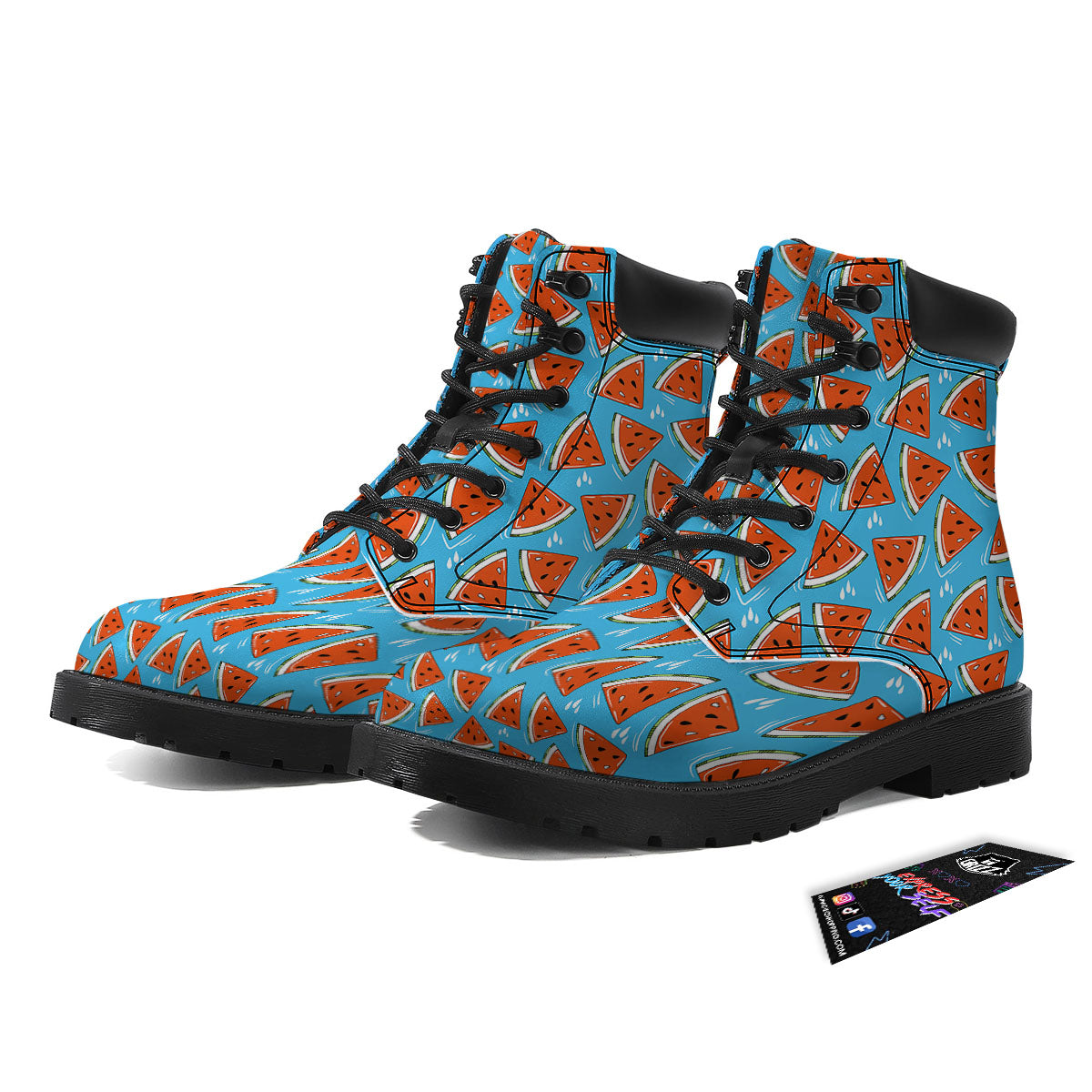 Watermelon Summer Blue Print Pattern Boots-grizzshop