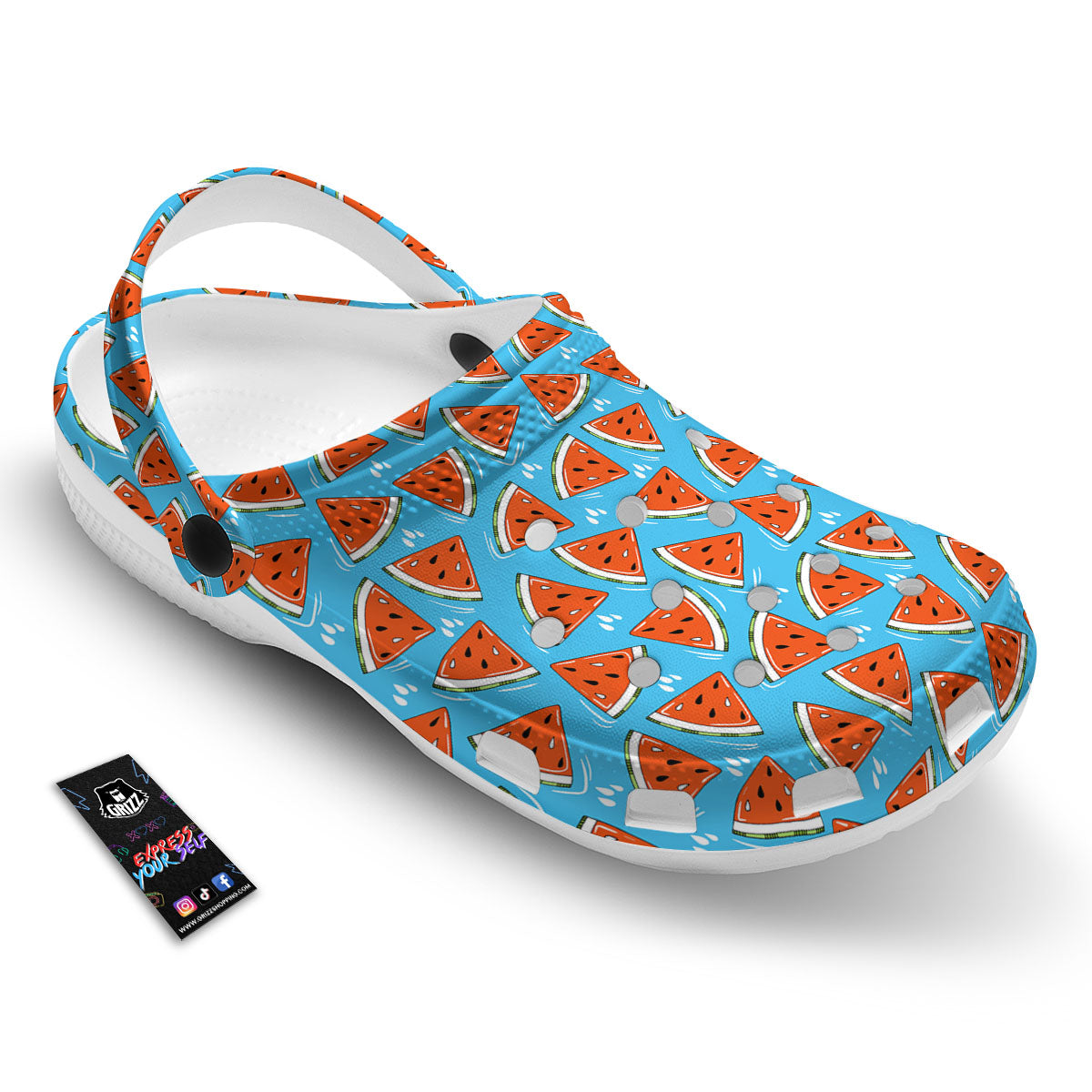 Watermelon Summer Blue Print Pattern Clog-grizzshop