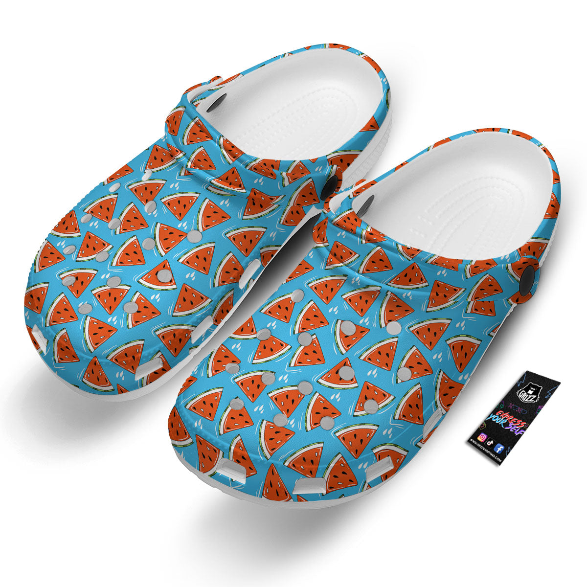 Watermelon Summer Blue Print Pattern Clog-grizzshop
