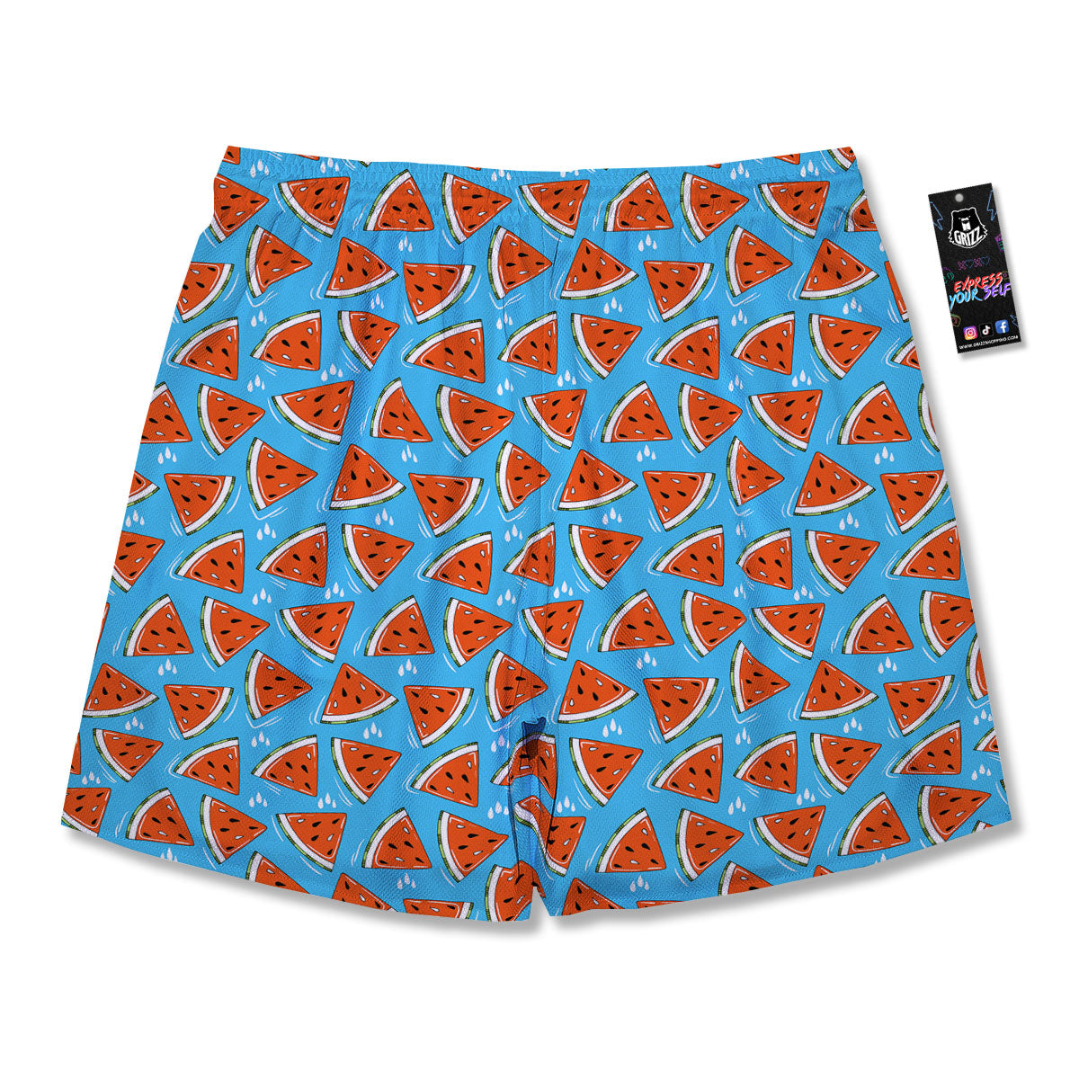 Watermelon Summer Blue Print Pattern Men's Running Shorts-grizzshop