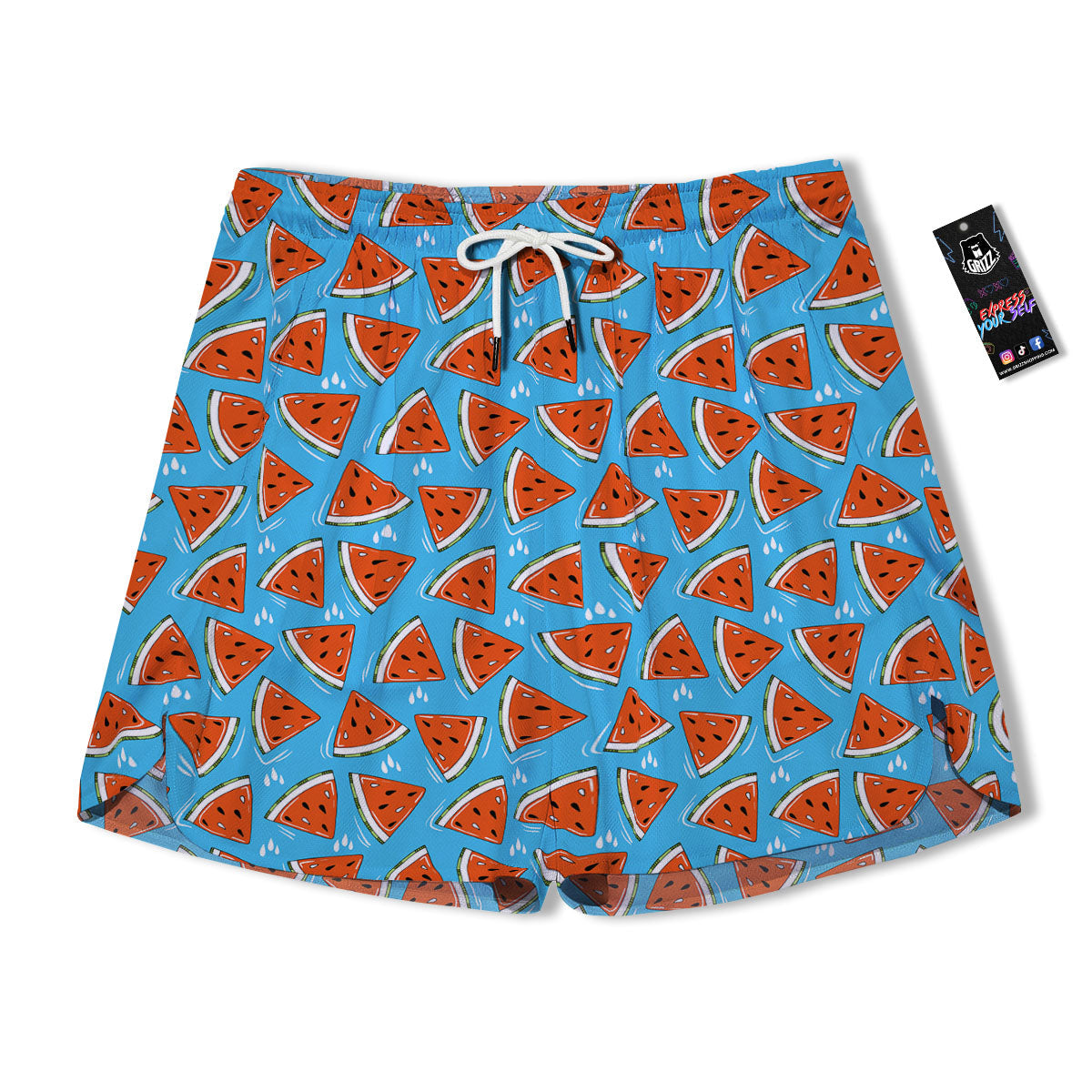 Watermelon Summer Blue Print Pattern Men's Running Shorts-grizzshop