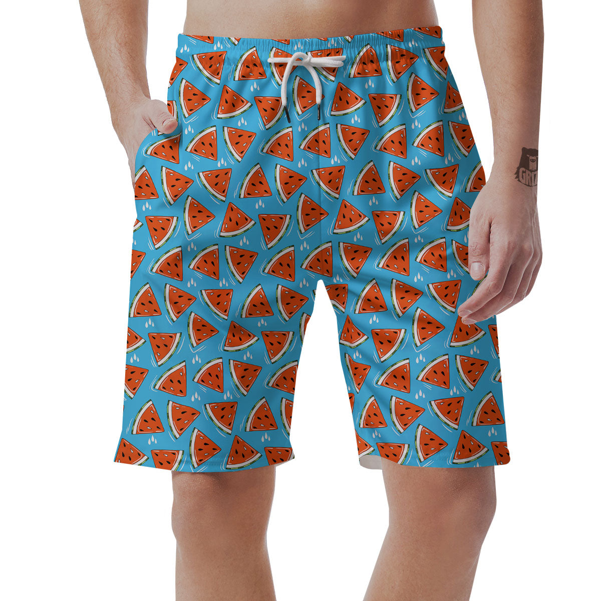 Watermelon Summer Blue Print Pattern Men's Shorts-grizzshop