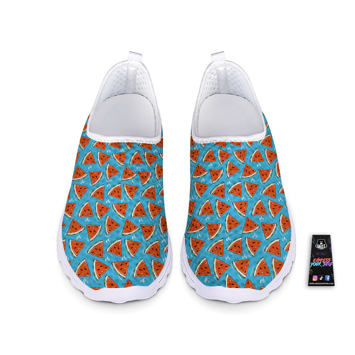 Watermelon Summer Blue Print Pattern Nurse Shoes-grizzshop