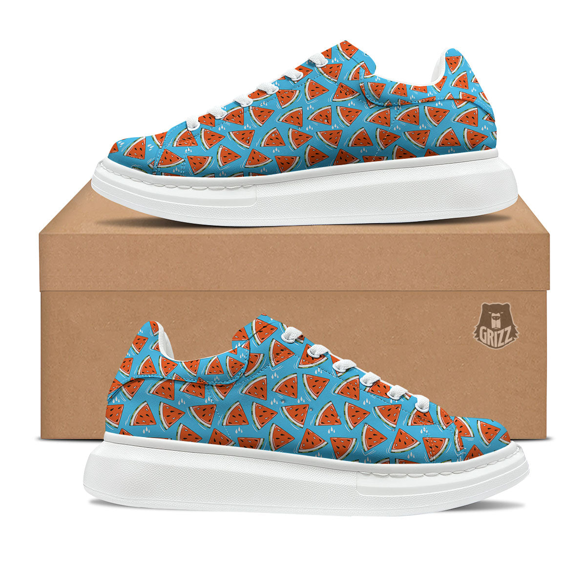Watermelon Summer Blue Print Pattern Platform Shoes-grizzshop