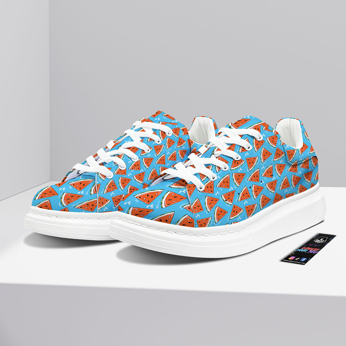 Watermelon Summer Blue Print Pattern Platform Shoes-grizzshop