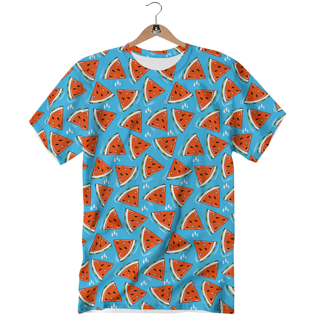 Watermelon Summer Blue Print Pattern T-Shirt-grizzshop
