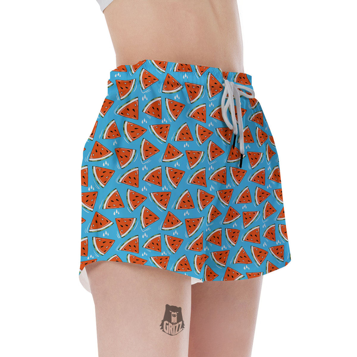 Watermelon Summer Blue Print Pattern Women's Shorts-grizzshop