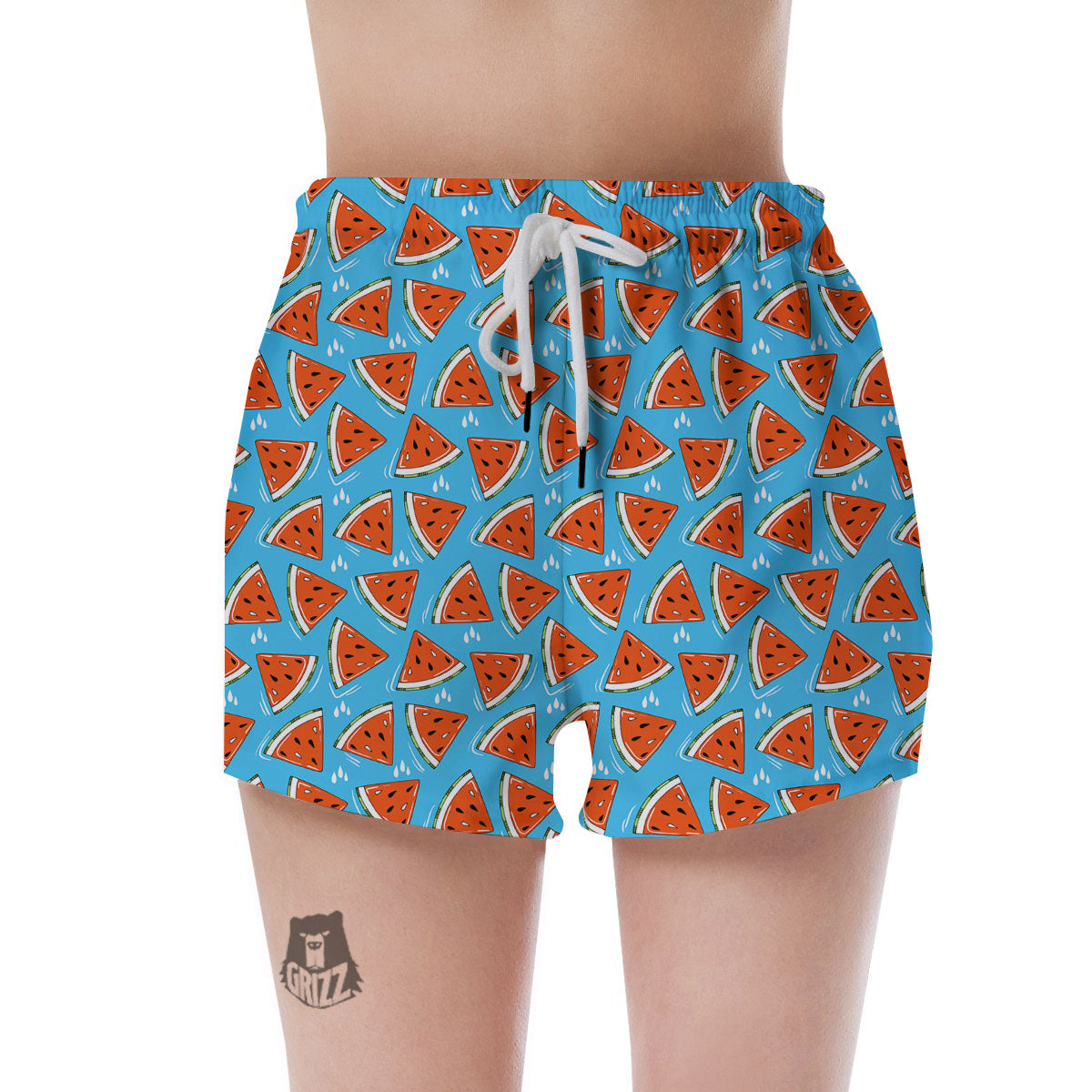 Watermelon Summer Blue Print Pattern Women's Shorts-grizzshop
