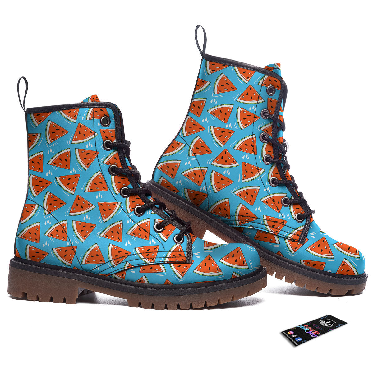 Watermelon Summer Blue Print Pattern Work Boots-grizzshop