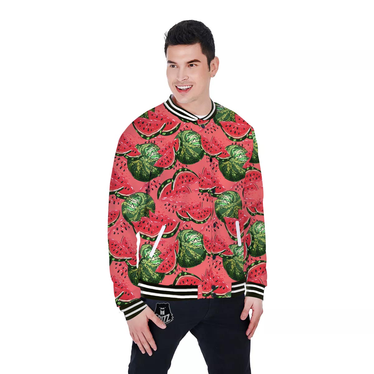 Watermelon Summer Fruits Print Pattern Baseball Jacket-grizzshop