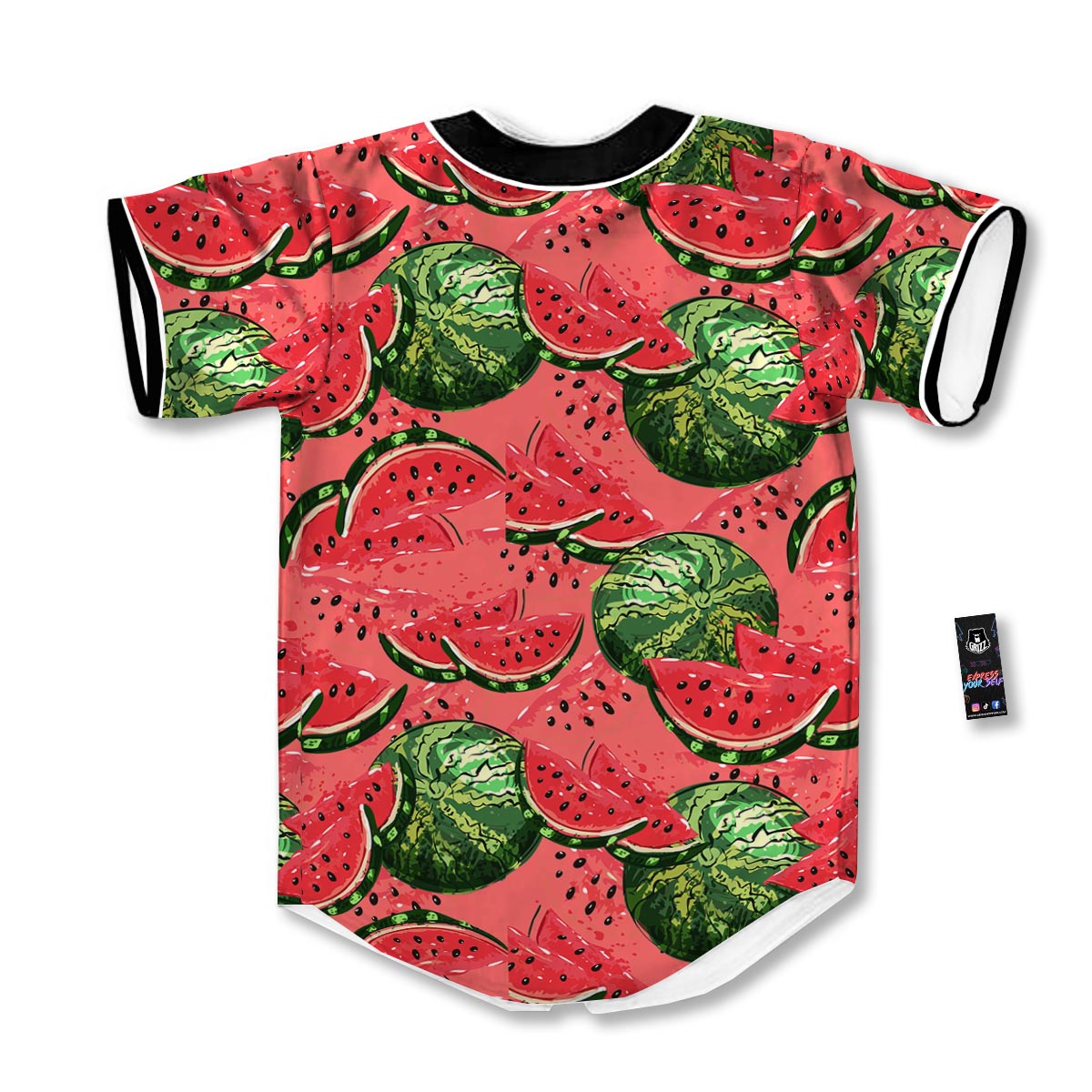 Watermelon Summer Fruits Print Pattern Baseball Jersey-grizzshop