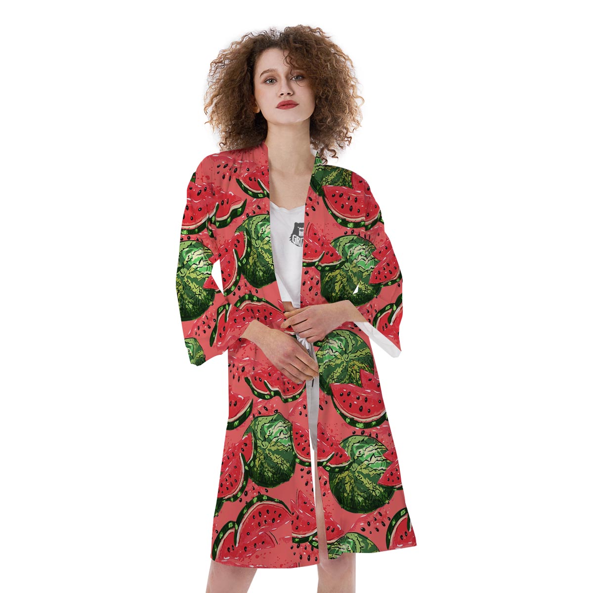 Watermelon Summer Fruits Print Pattern Kimono-grizzshop