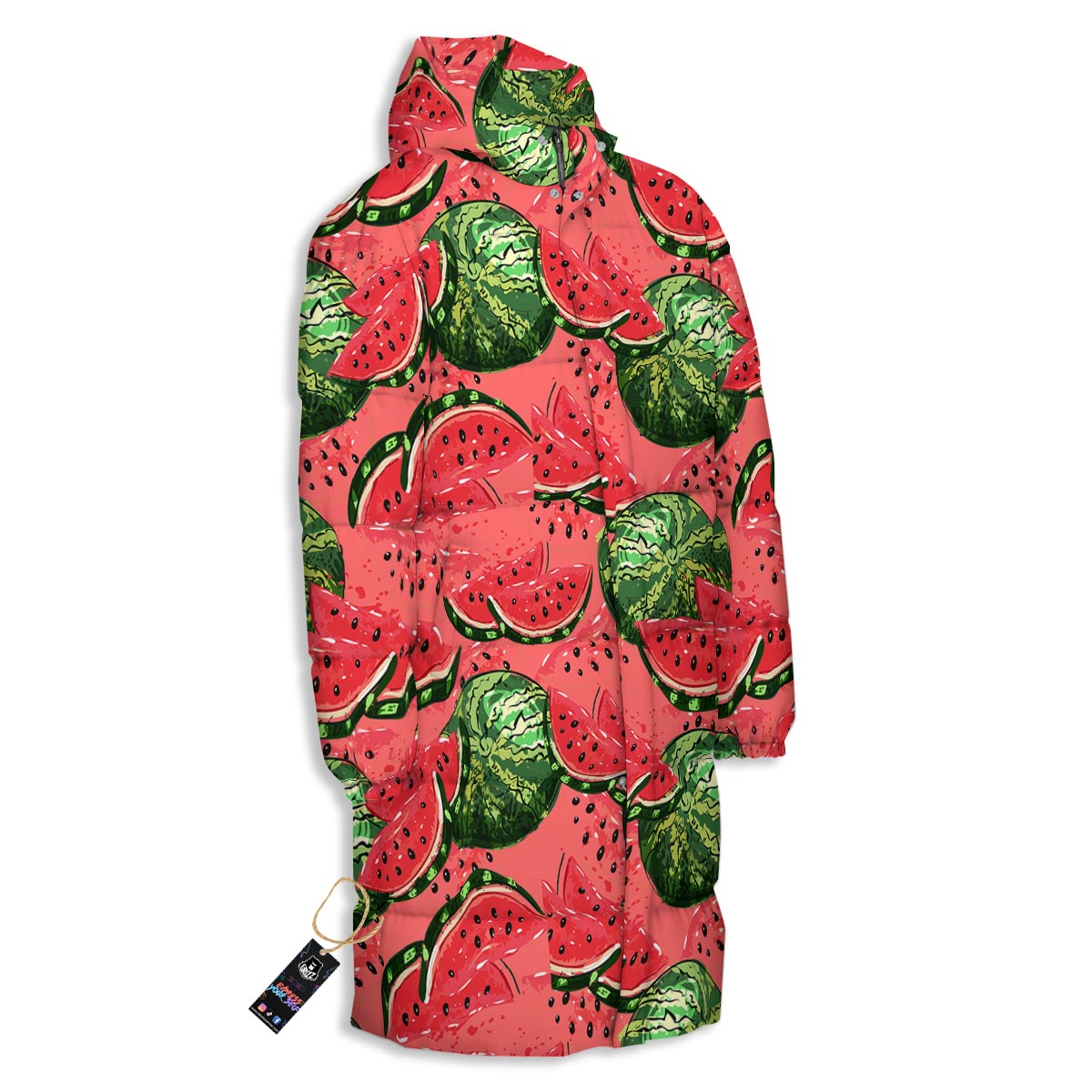 Watermelon Summer Fruits Print Pattern Long Down Jacket-grizzshop