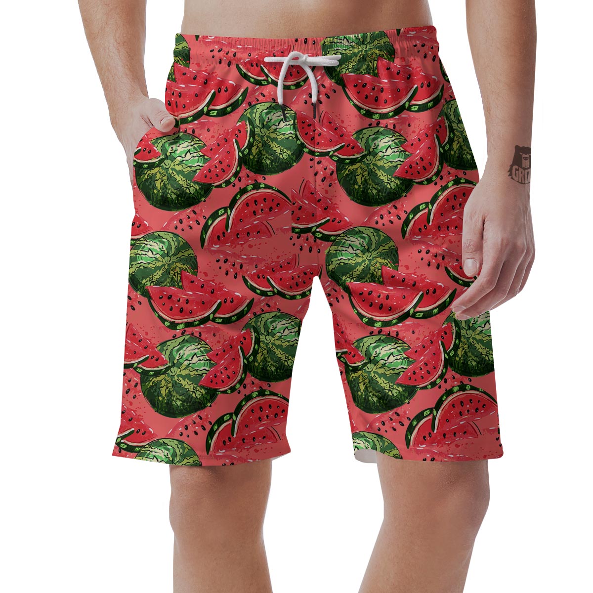 Watermelon Summer Fruits Print Pattern Men's Shorts-grizzshop