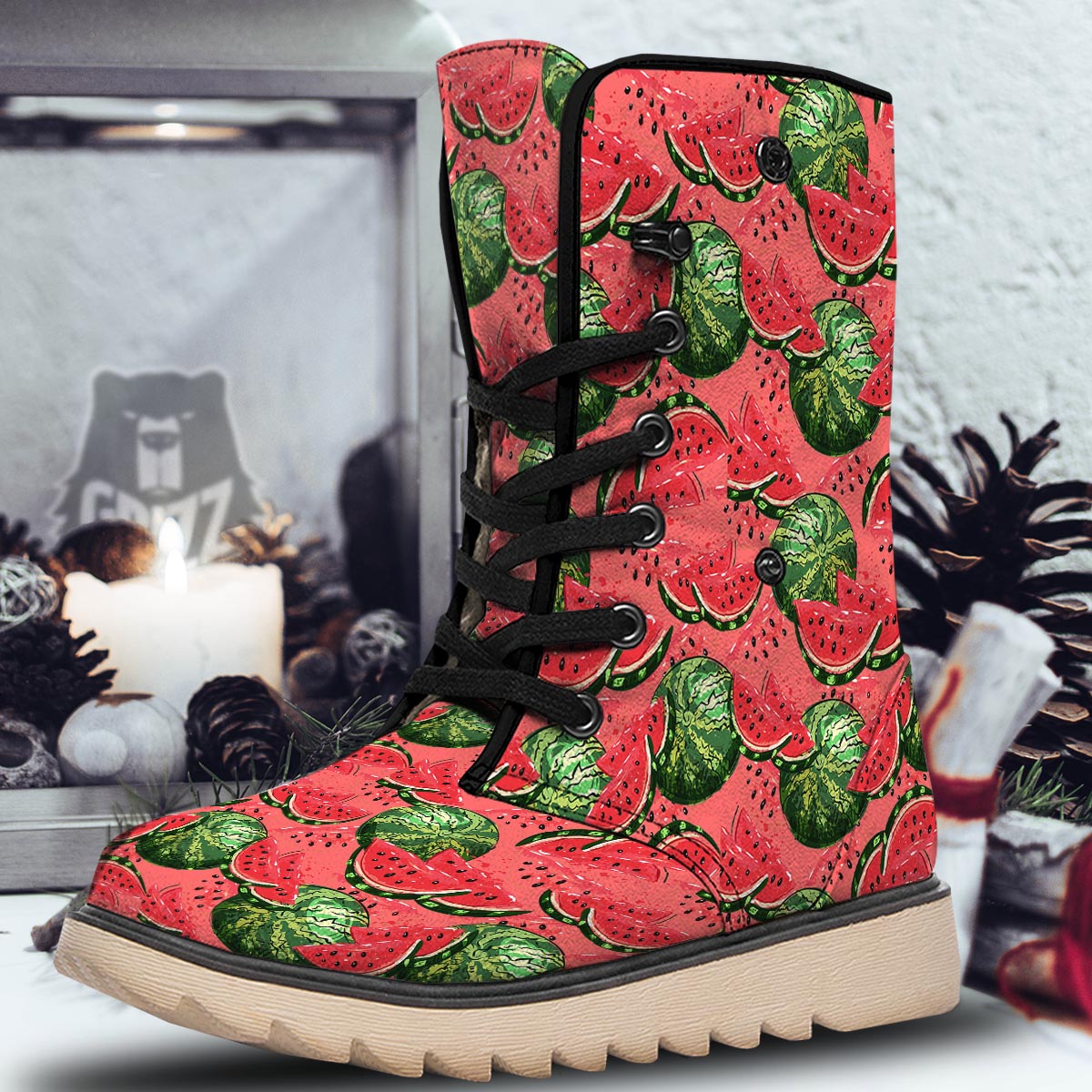 Watermelon Summer Fruits Print Pattern Snow Boots-grizzshop