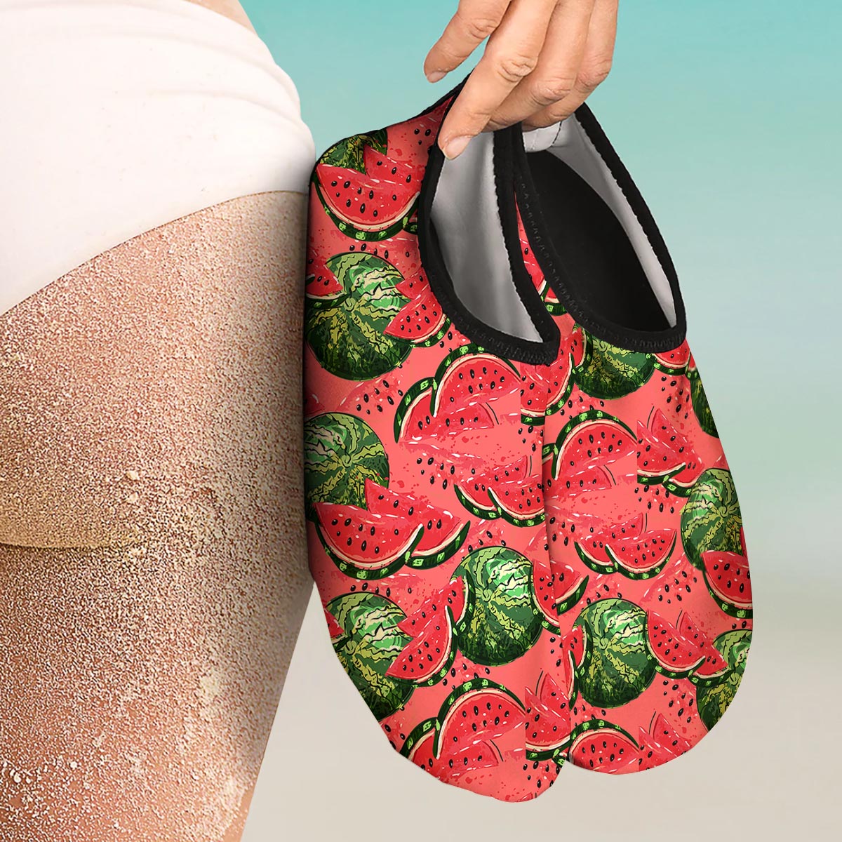 Watermelon Summer Fruits Print Pattern Water Shoes-grizzshop